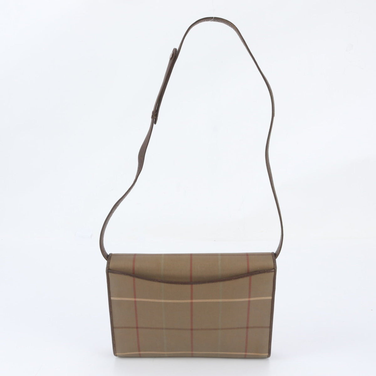Burberry Green Khaki Leather Canvas Handbag Shoulder Bag (Pre-Owned)
