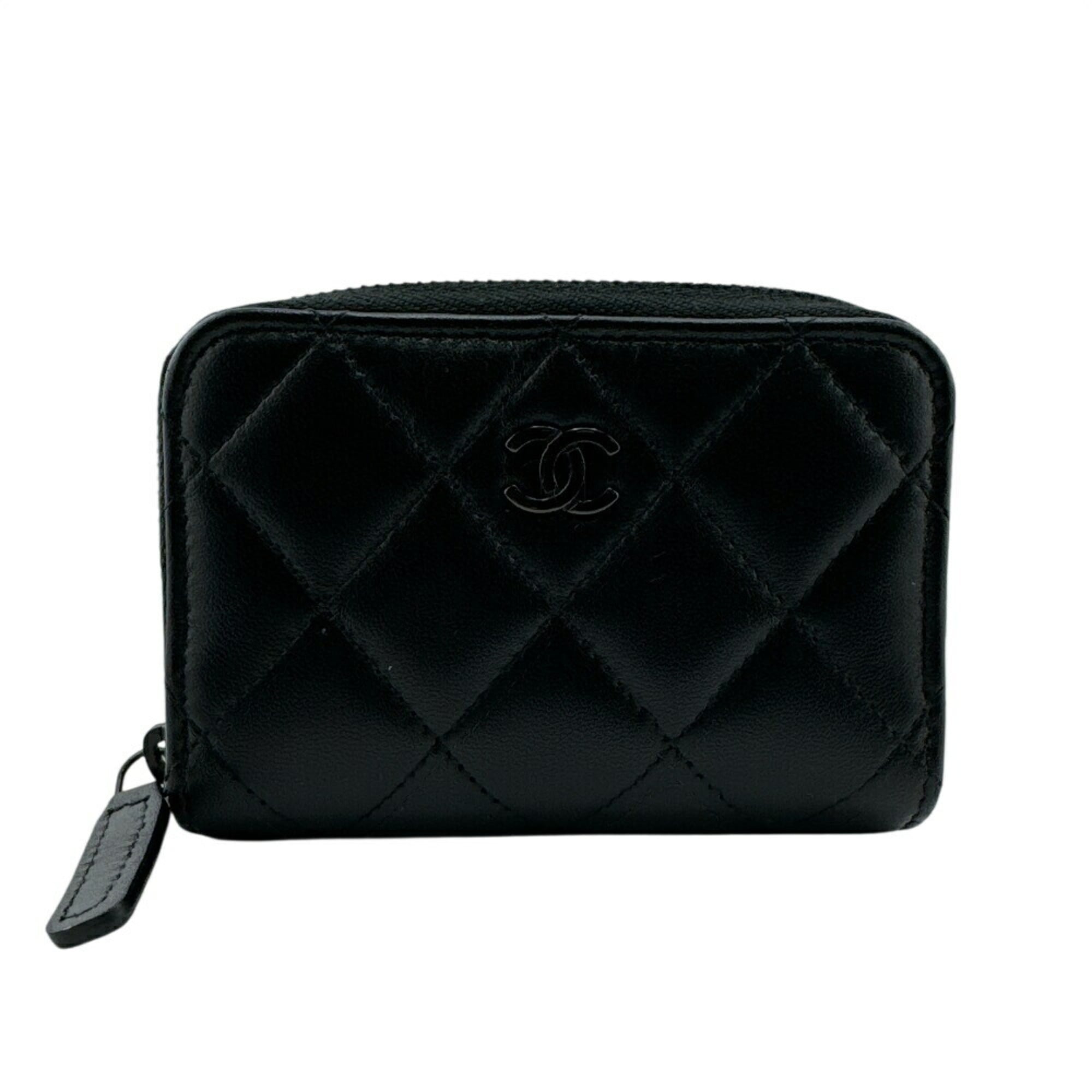 Chanel Black Leather Coin Purse/Coin Case (Pre-Owned)