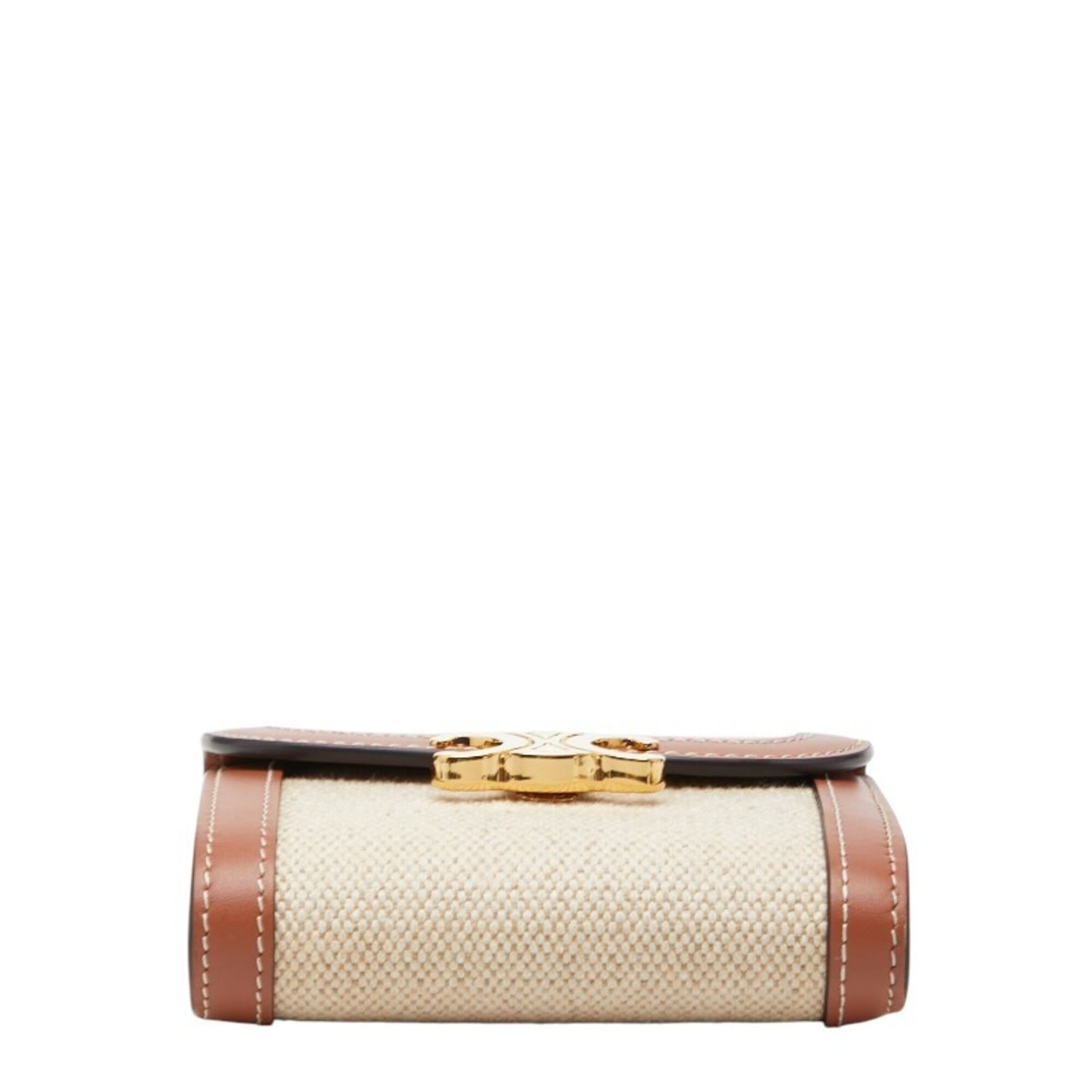 Celine Beige Brown Canvas Leather Wallet (Bi-Fold) (Pre-Owned)