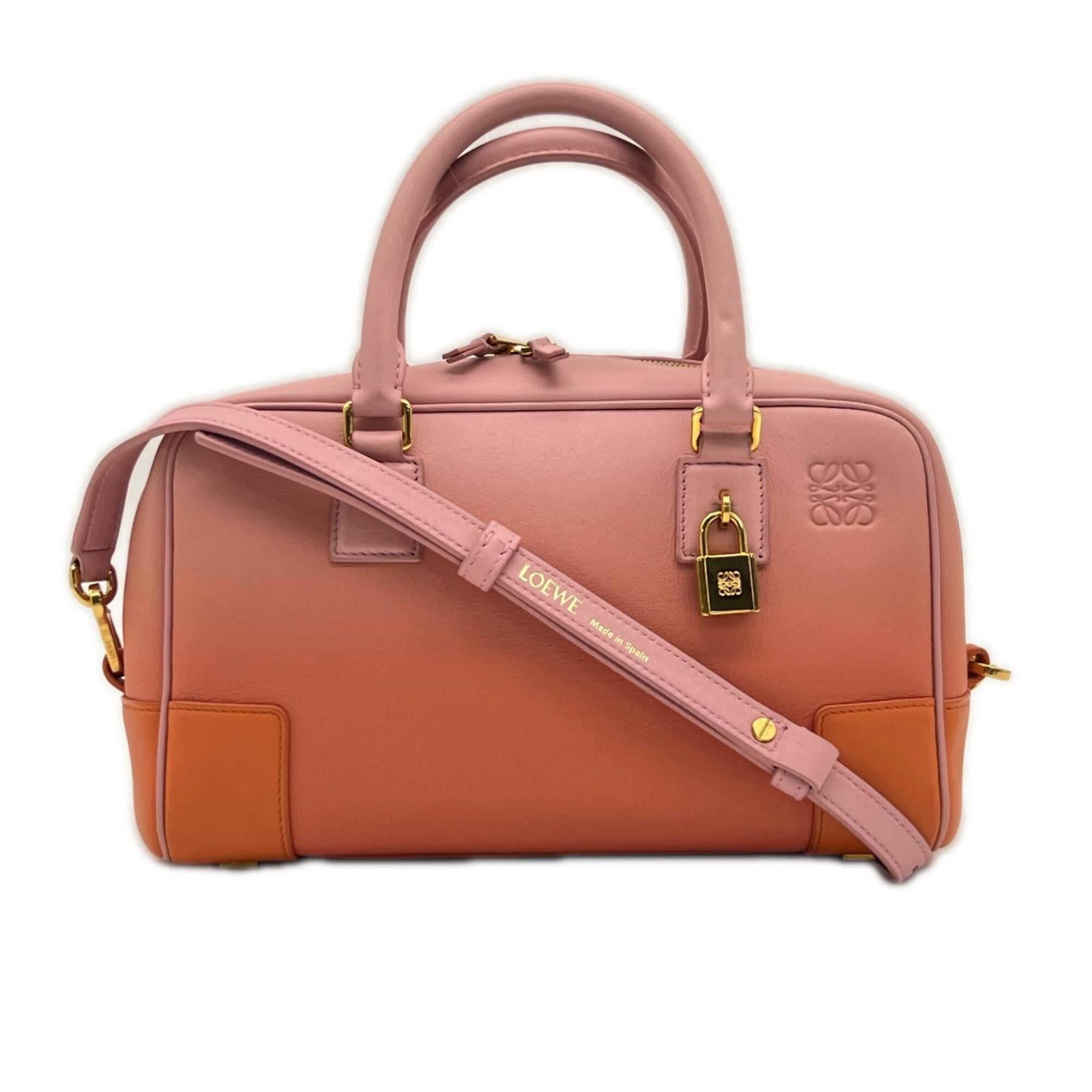 Loewe Amazona Orange Pink Leather Handbag Shoulder Bag (Pre-Owned)