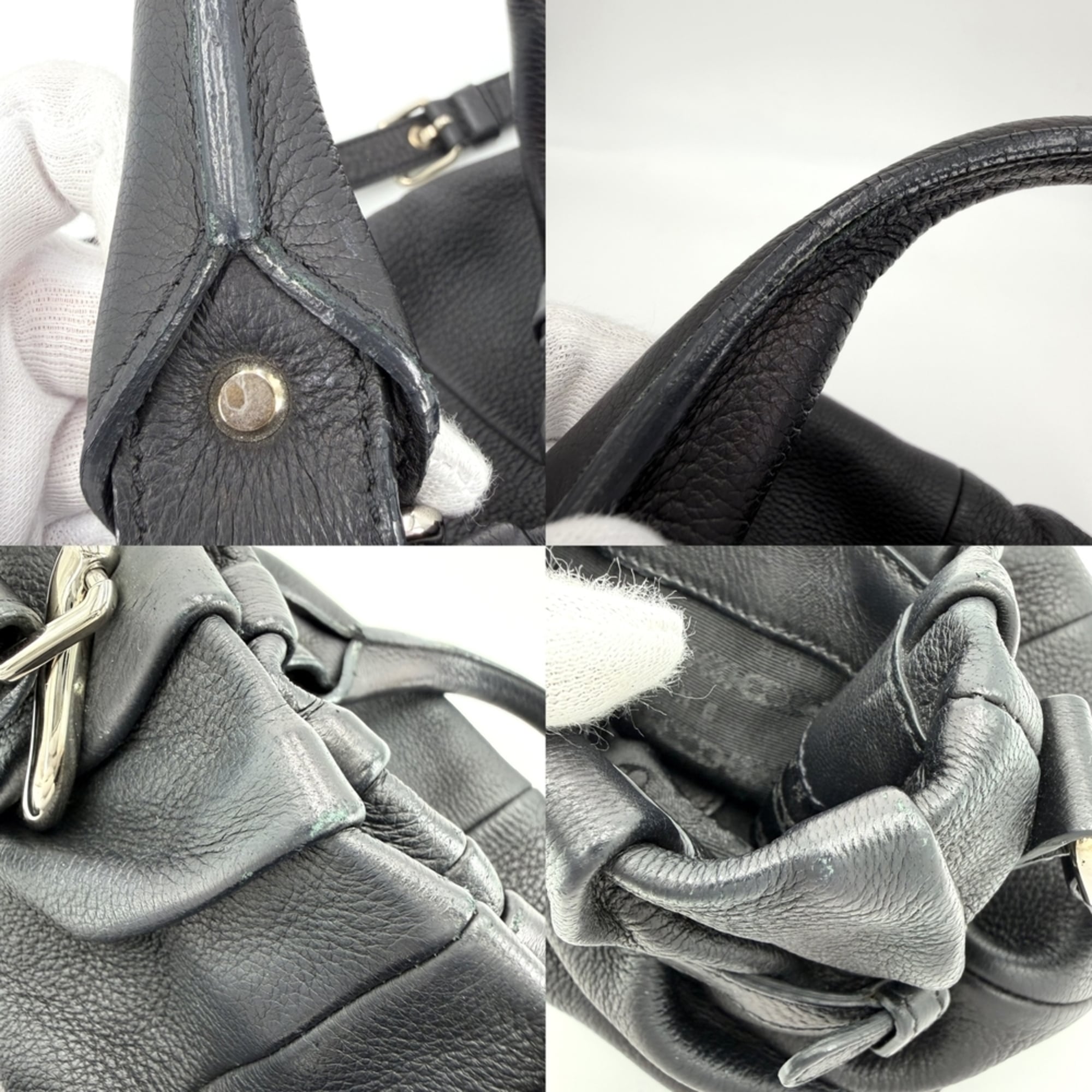 Celine Black White Leather Shoulder Bag (Pre-Owned)