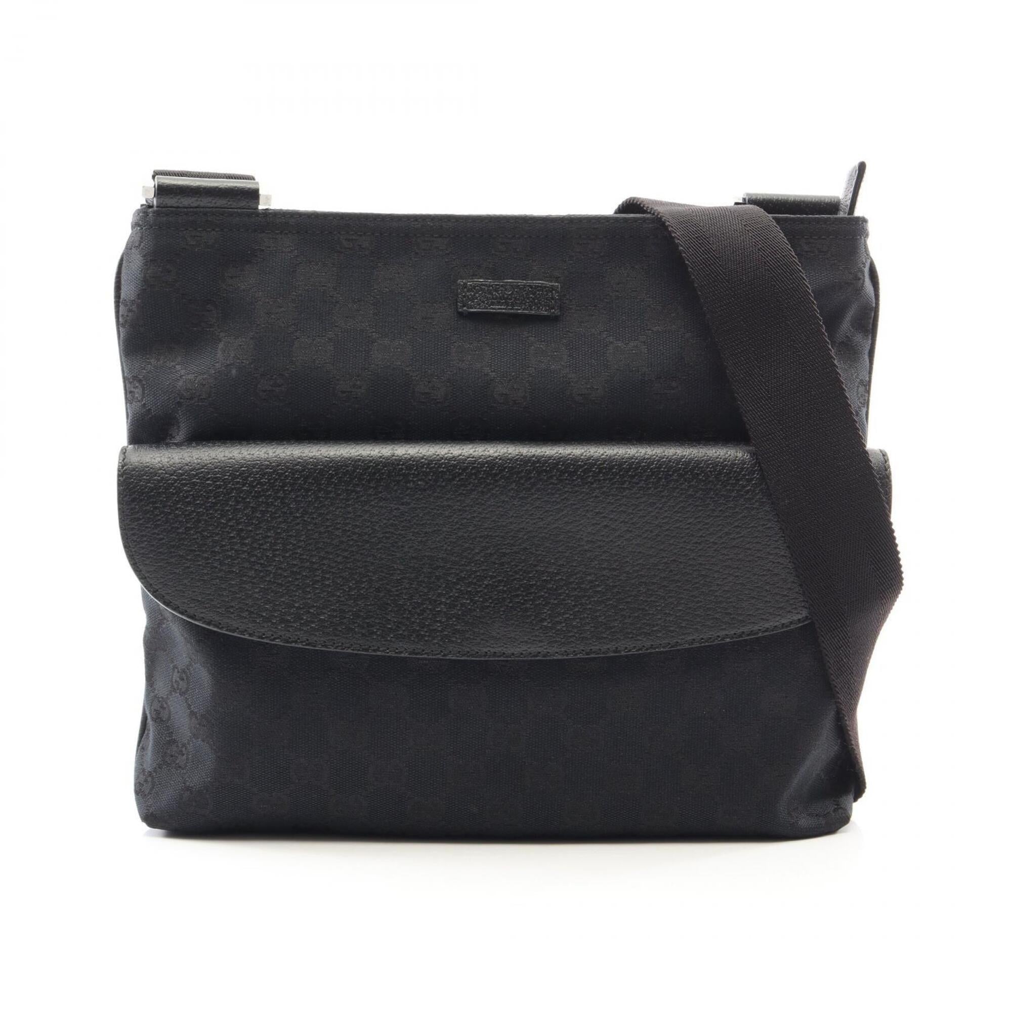 Gucci Black Canvas Leather Handbag Shoulder Bag (Pre-Owned)