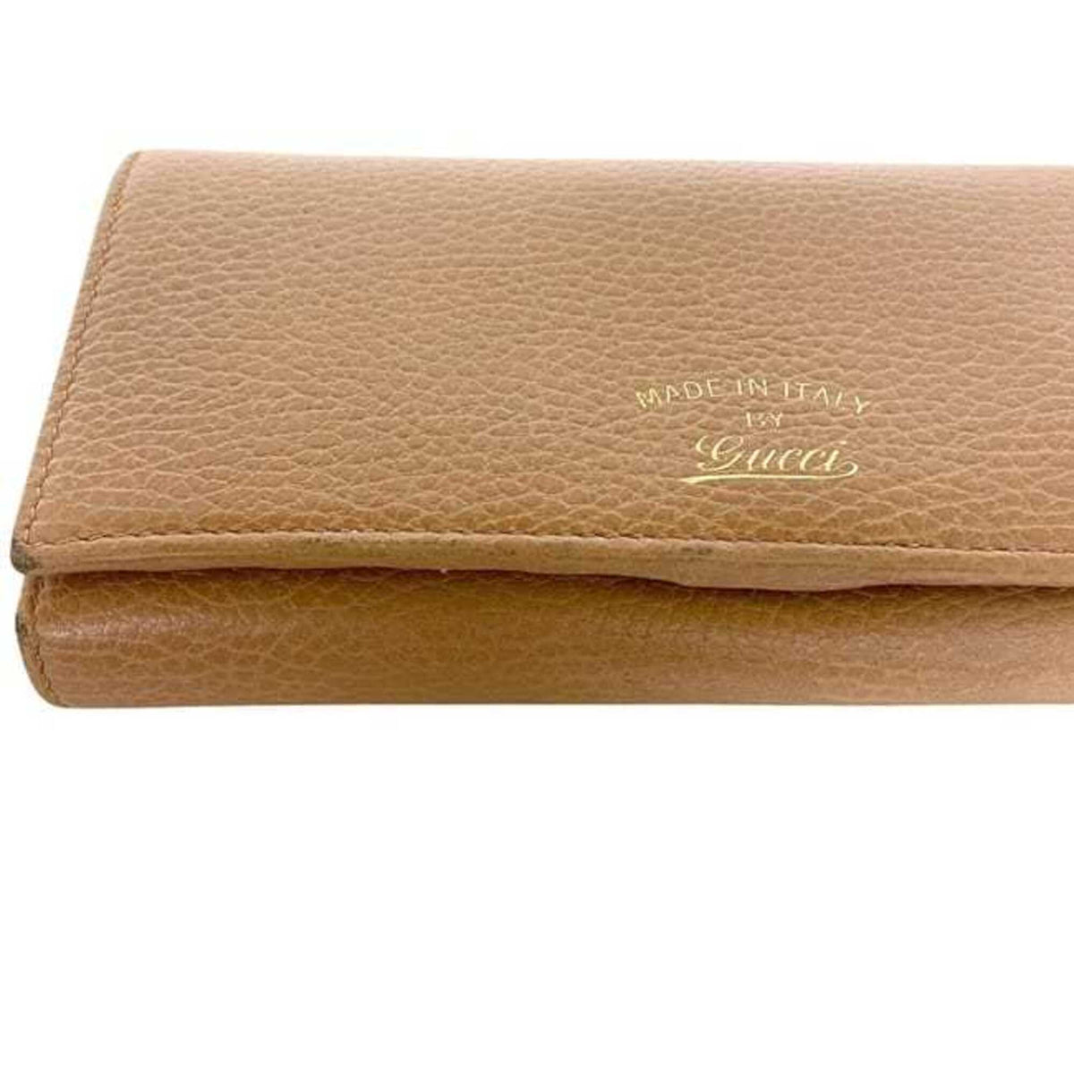 Gucci Beige Leather Long Wallet (Bi-Fold) (Pre-Owned)