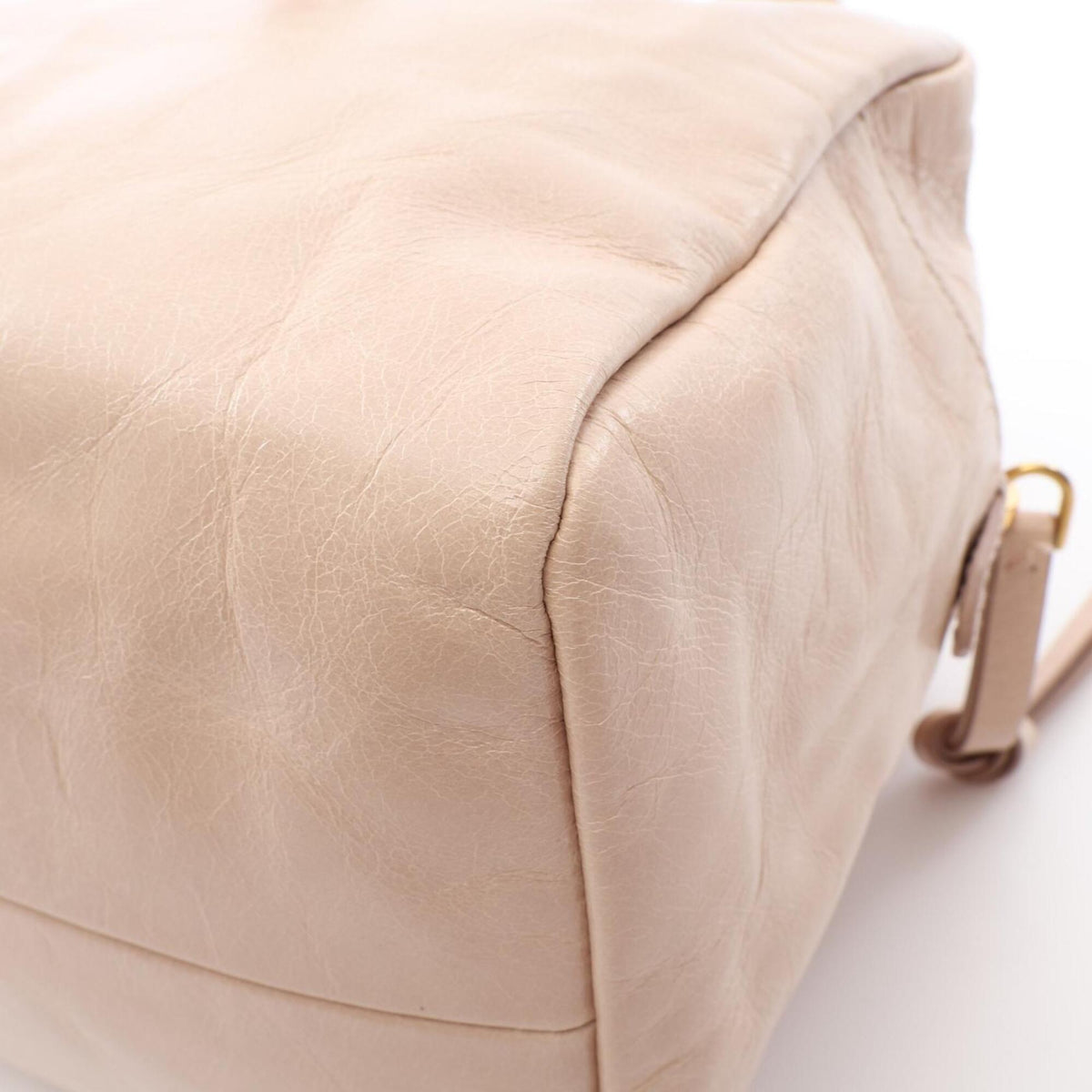 Prada Beige Leather Handbag Shoulder Bag (Pre-Owned)