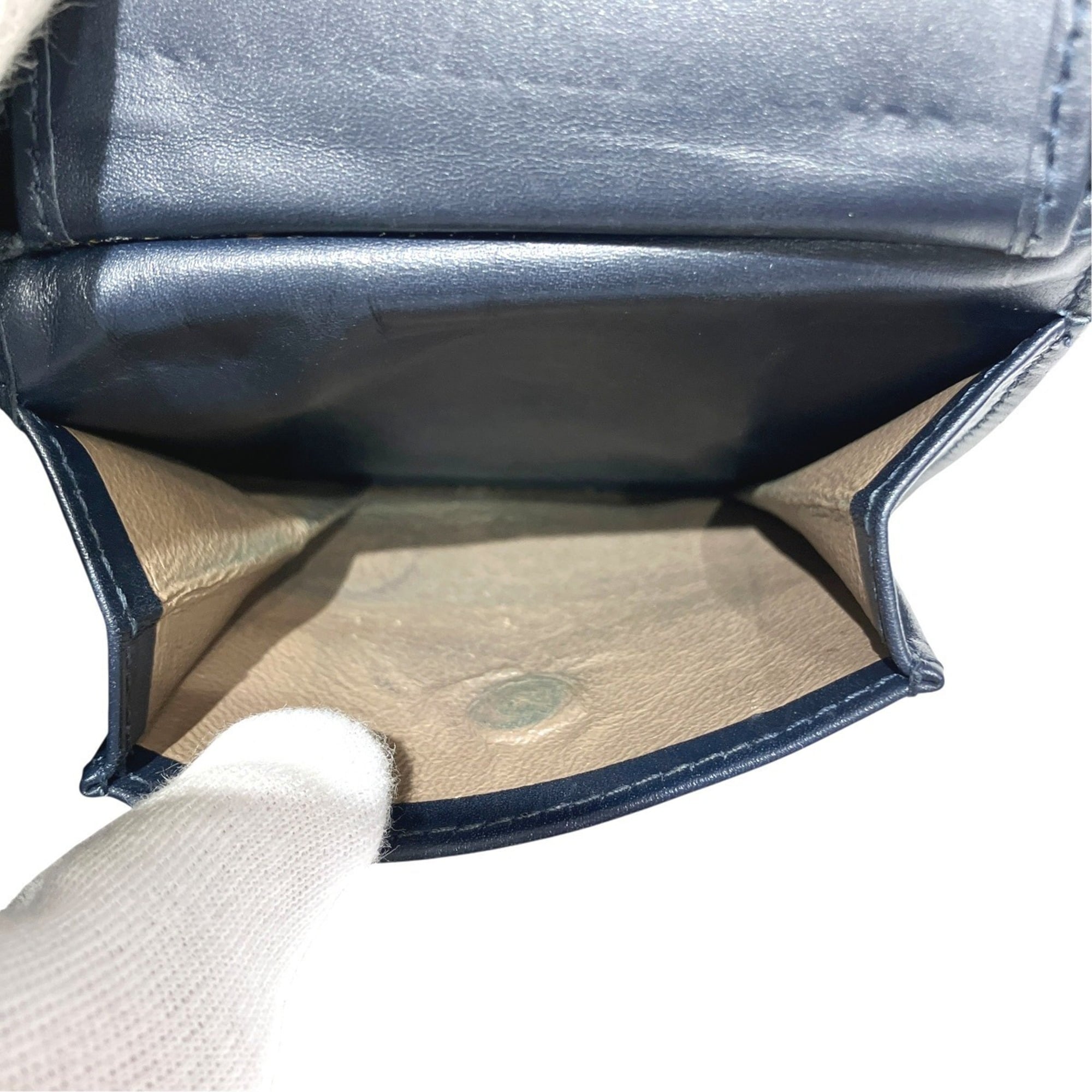 Bottega Veneta Intrecciato Navy Leather Wallet (Bi-Fold) (Pre-Owned)
