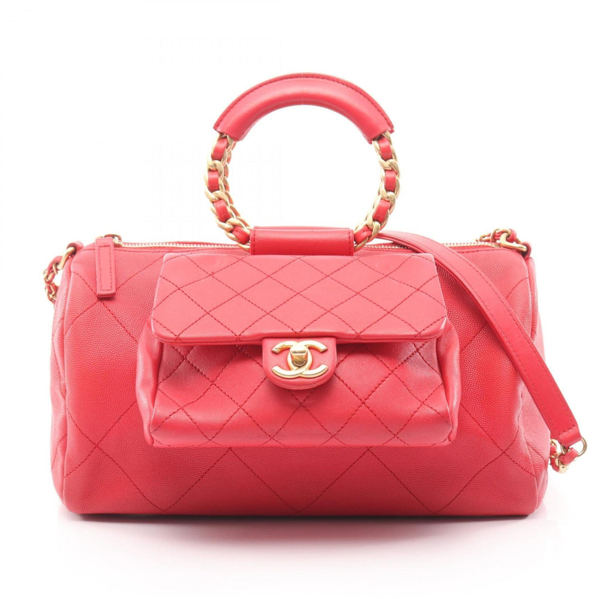 Chanel Red Color Leather Leather Shoulder Bag (Pre-Owned)