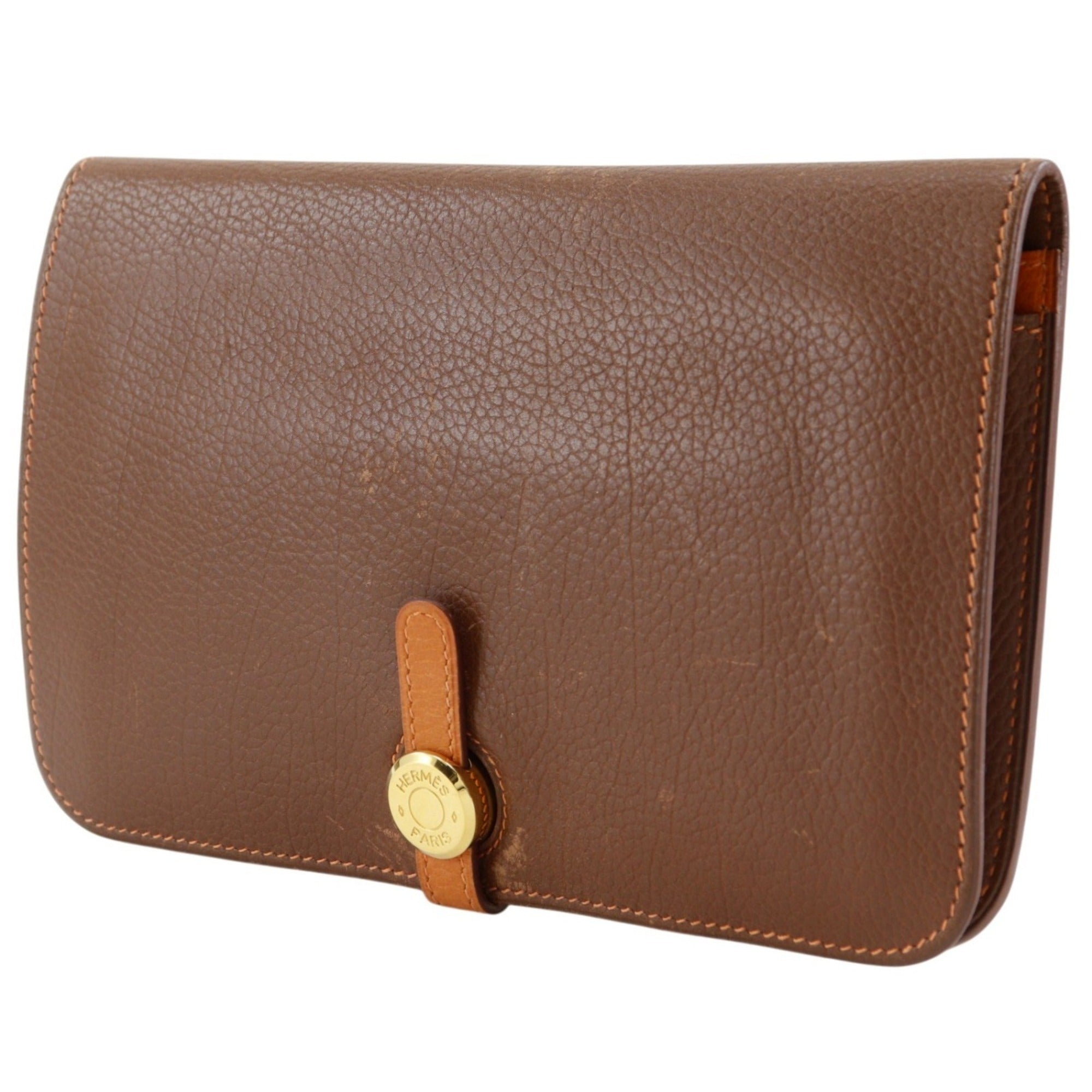 Hermes Brown Togo Leather Long Wallet (Bi-Fold) (Pre-Owned)