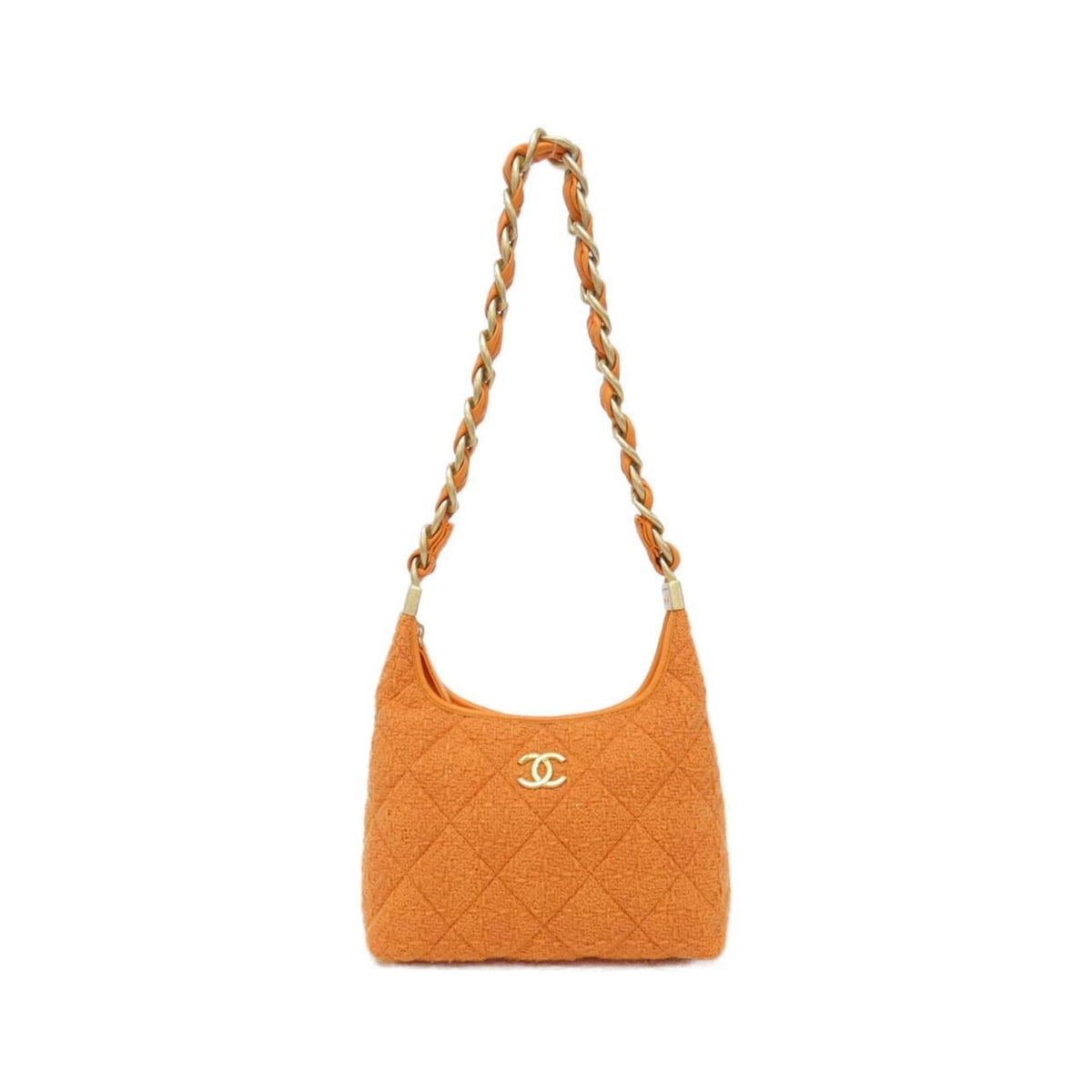 Chanel Orange Wool Tweed Shoulder Bag (Pre-Owned)