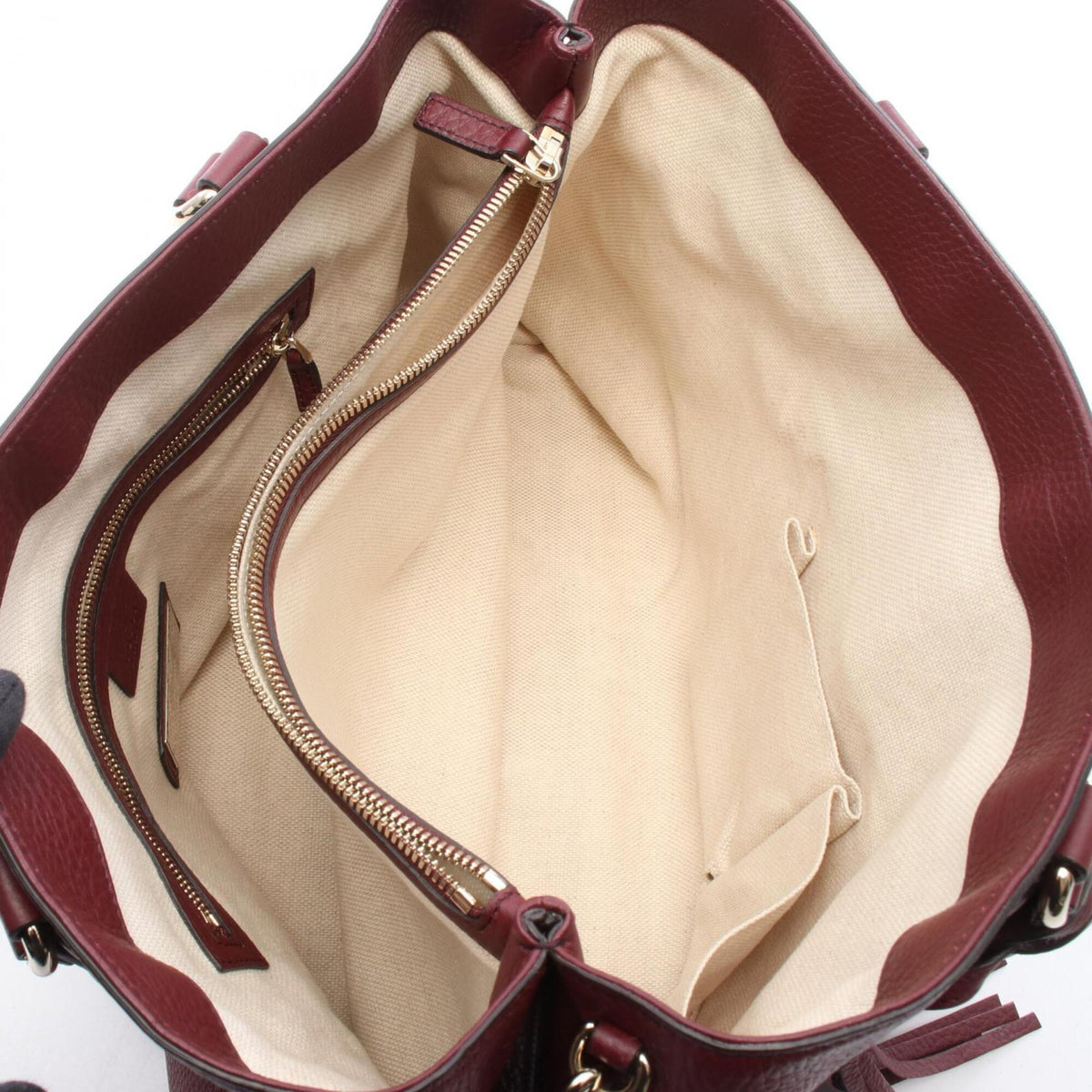 Gucci Bordeaux Leather Handbag Tote Bag (Pre-Owned)
