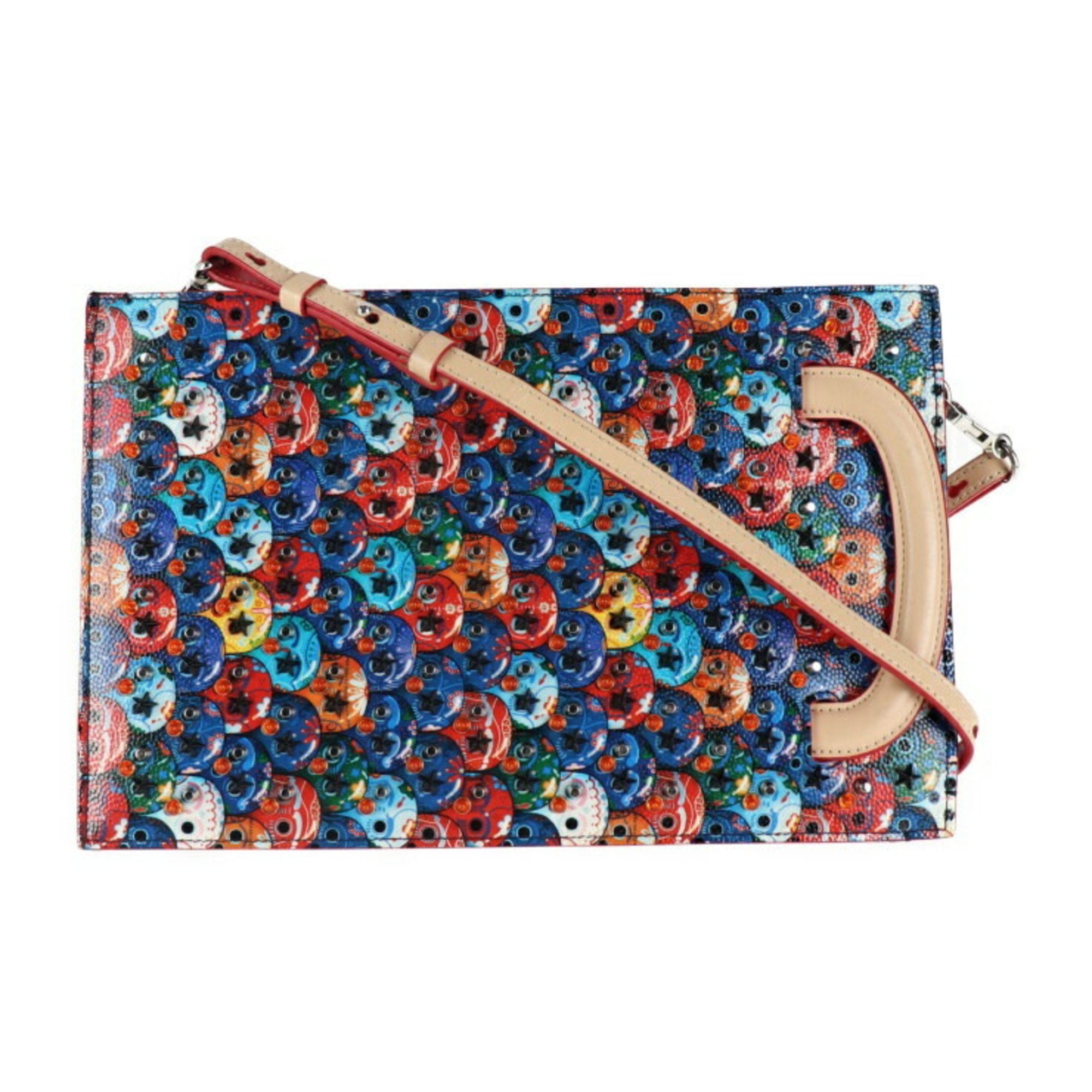 Christian Louboutin Multi-Color Leather Clutch Bag Handbag (Pre-Owned)
