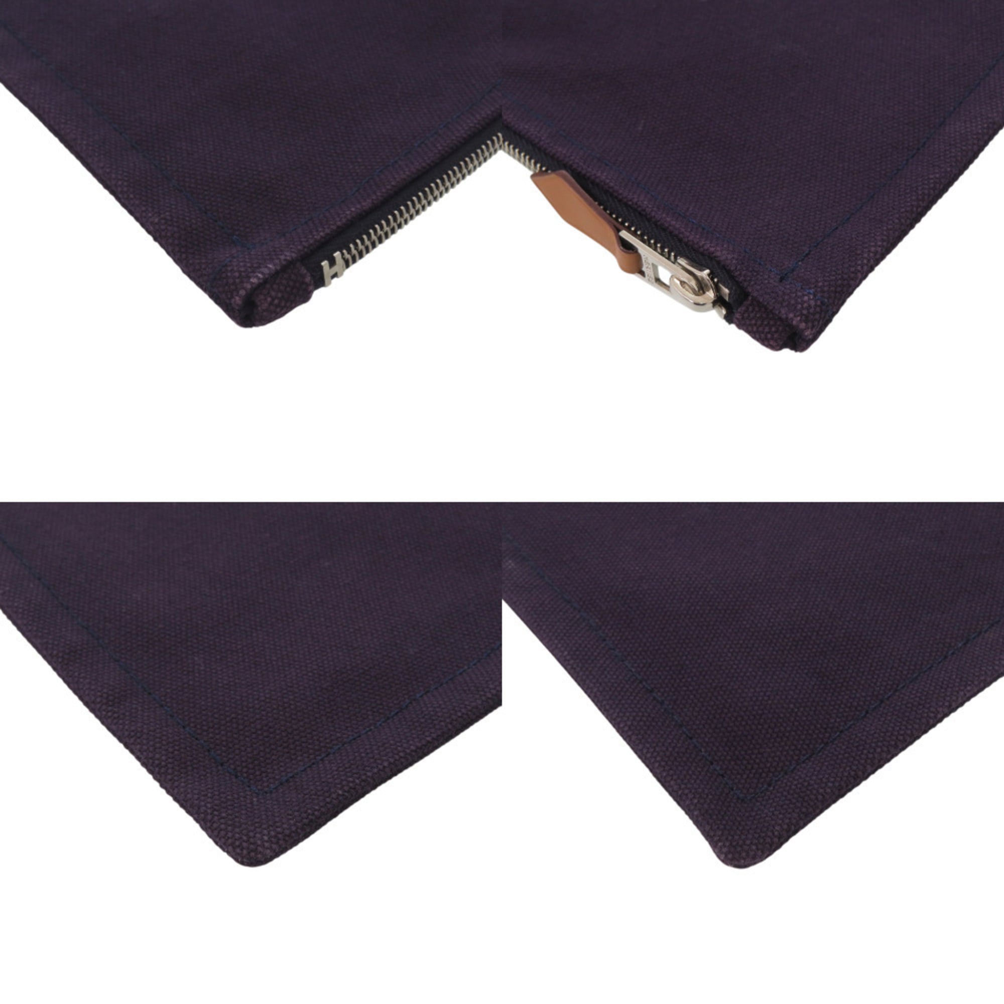 Hermes Purple Cotton Canvas Canvas Pouch (Pre-Owned)
