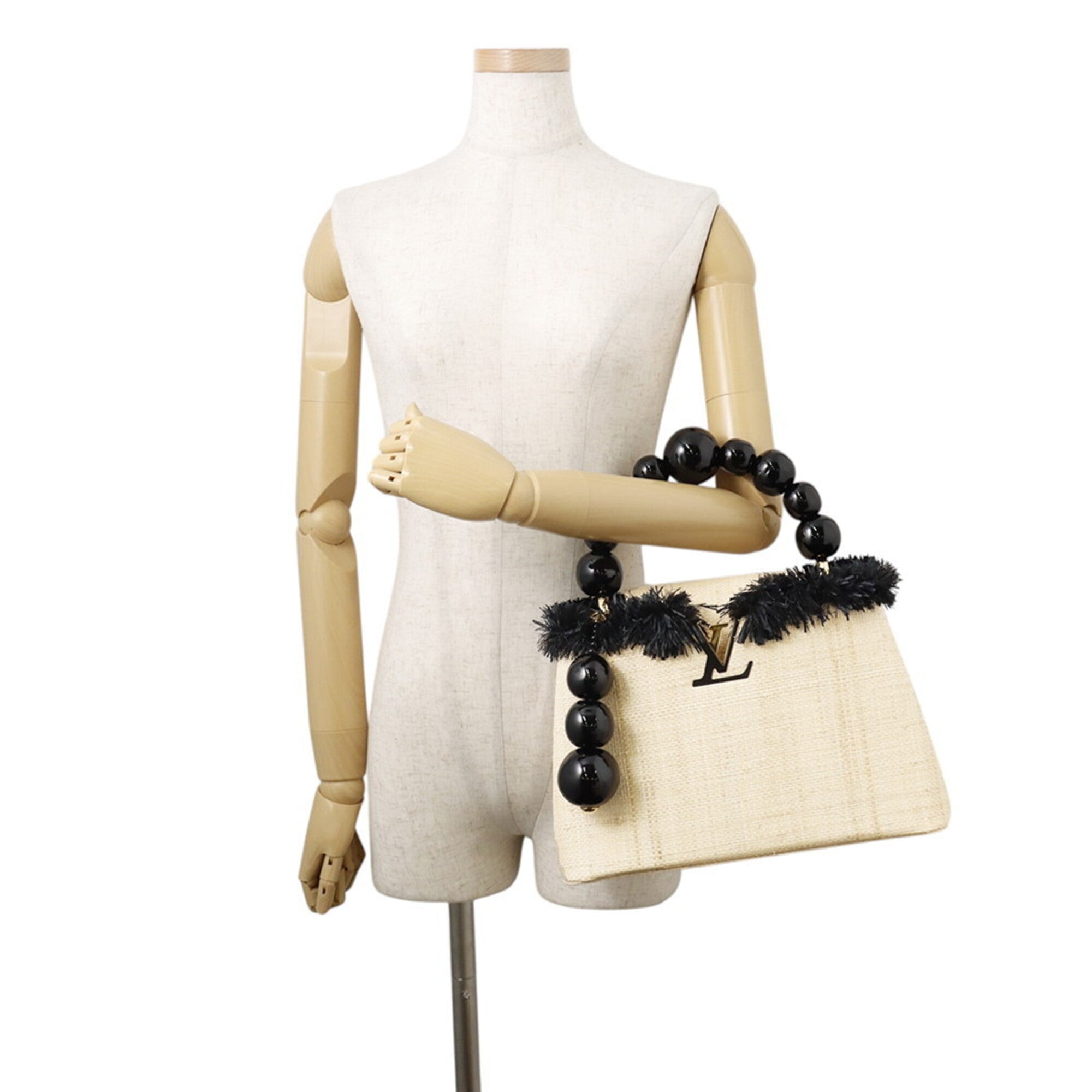 Louis Vuitton Natural Noir Raffia Handbag (Pre-Owned)