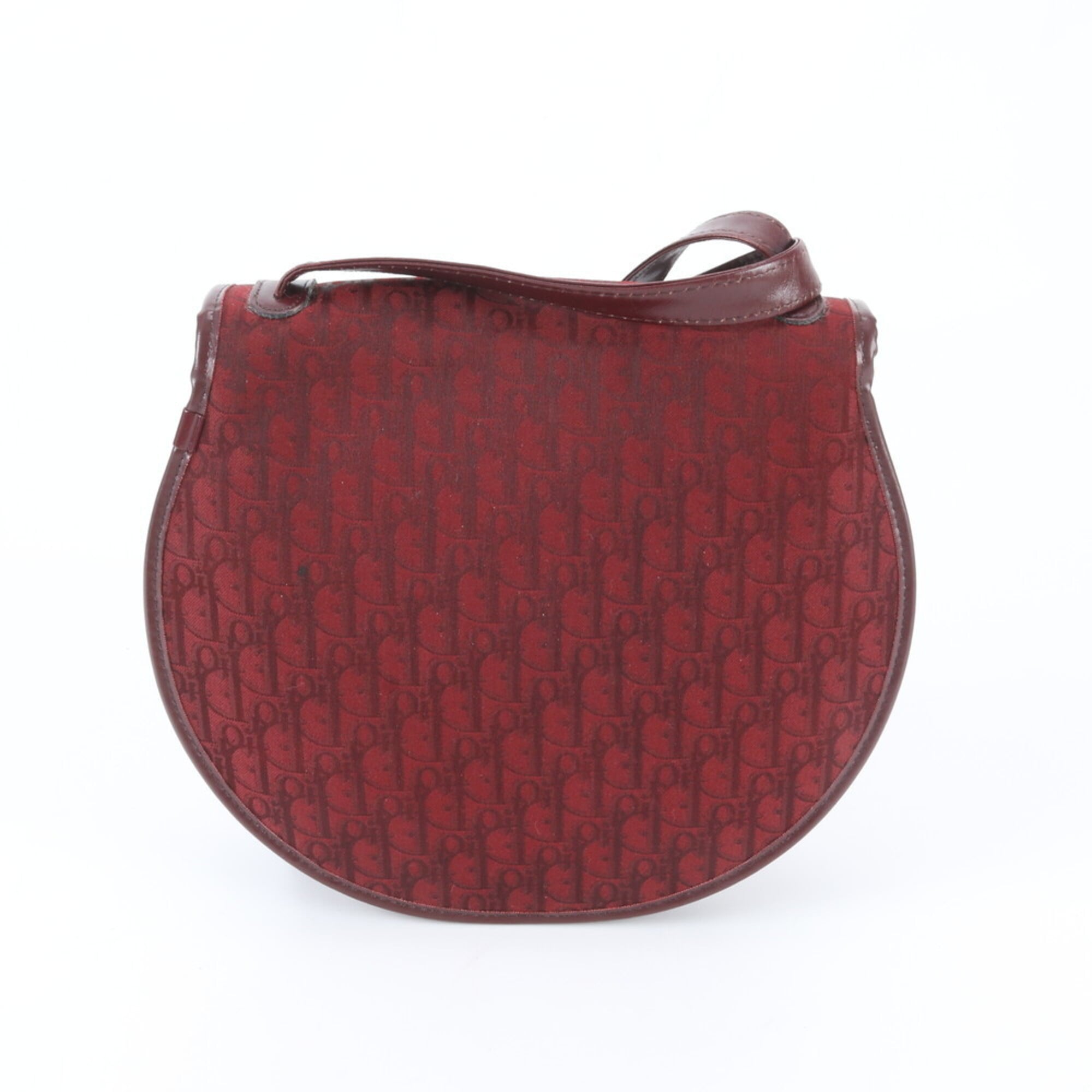 Christian Dior Red Color Wine Leather Canvas Shoulder Bag (Pre-Owned)