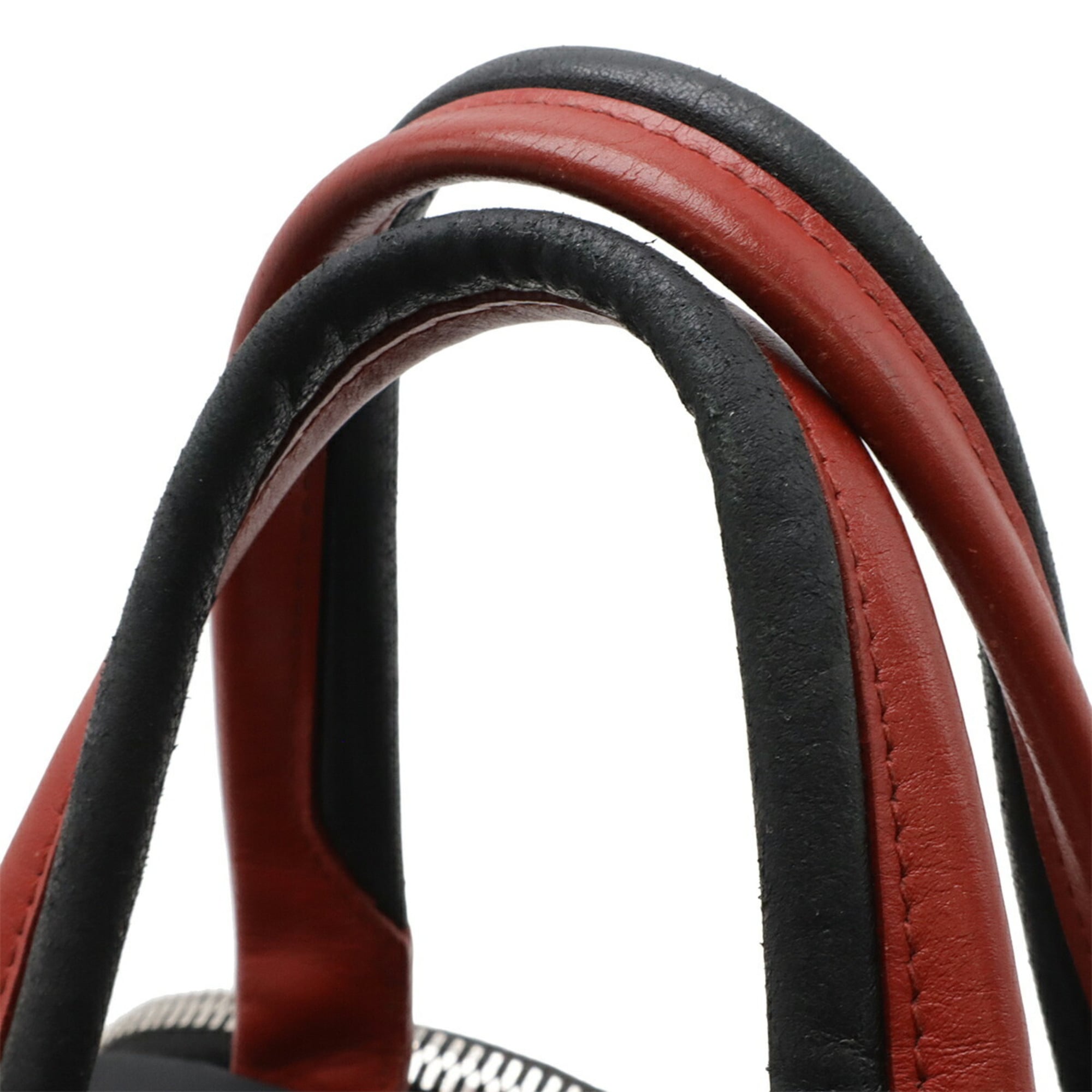 Prada Black Fuoco Nero Red Color Nylon Leather Handbag Shoulder Bag (Pre-Owned)