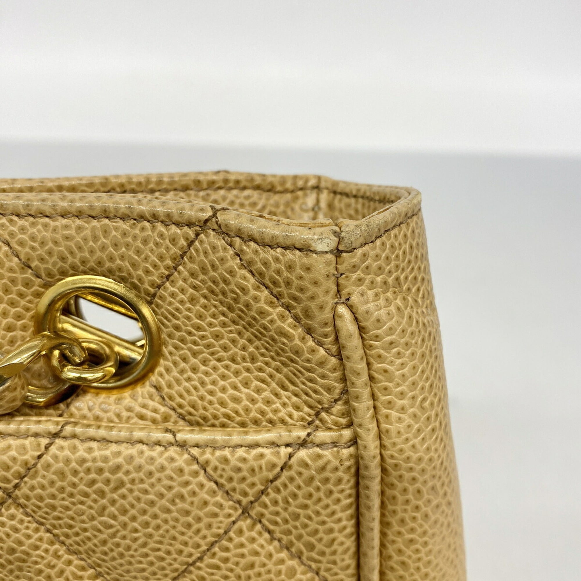 Chanel Beige Grained Calfskin Shoulder Bag (Pre-Owned)