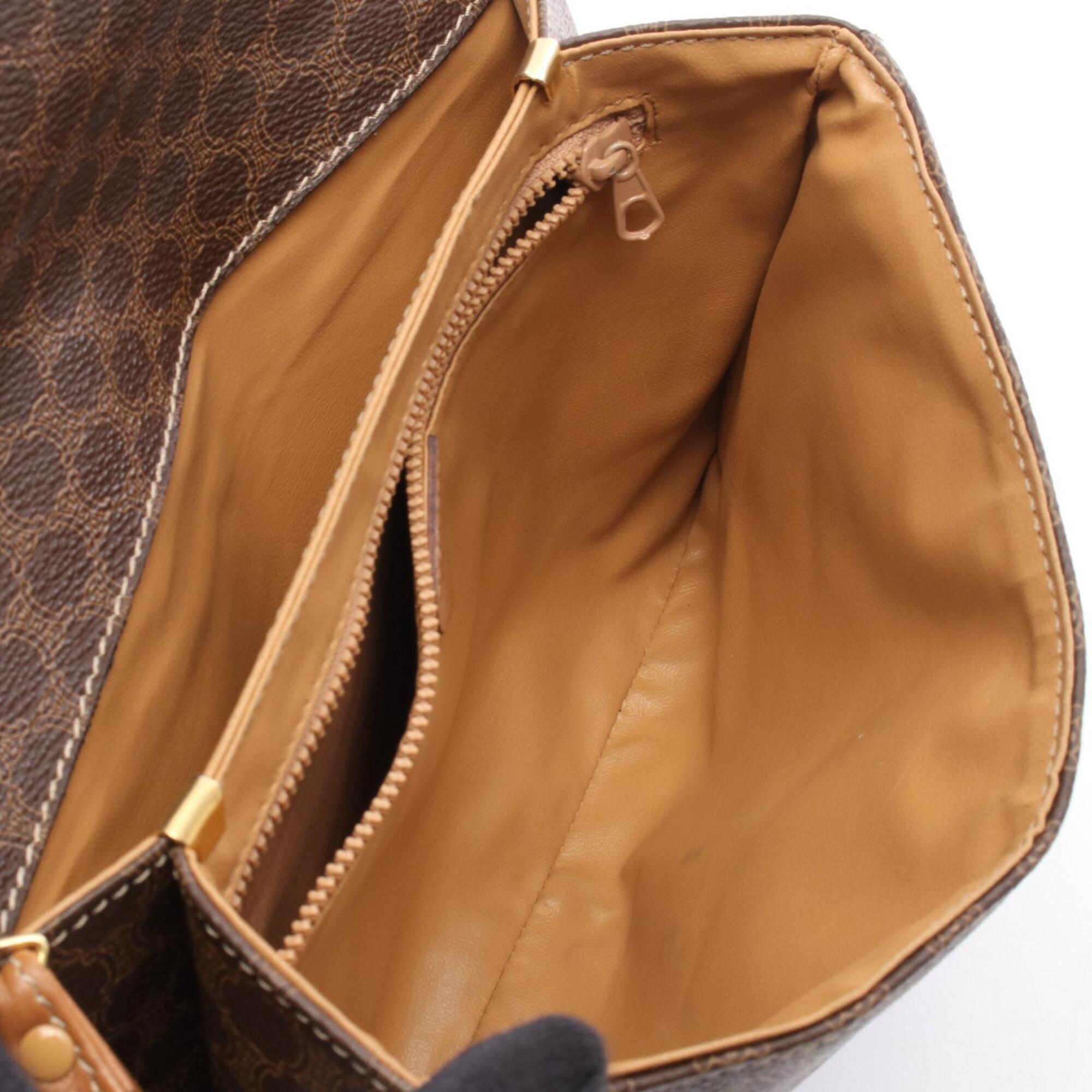 Celine Brown Coated Canvas Handbag Shoulder Bag (Pre-Owned)