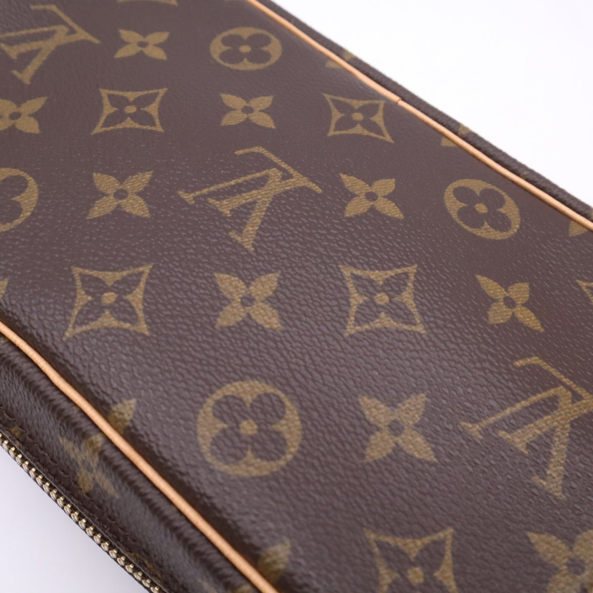 Louis Vuitton Beige Brown Coated Canvas Leather Pochette Shoulder Bag (Pre-Owned)