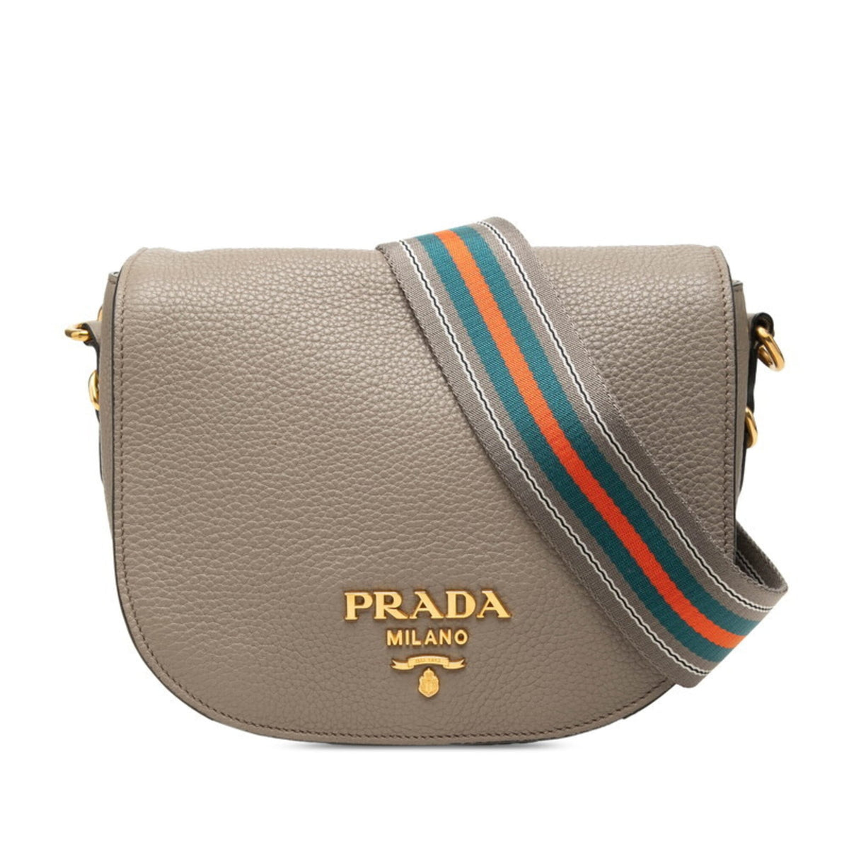Prada Grayish Leather Shoulder Bag (Pre-Owned)