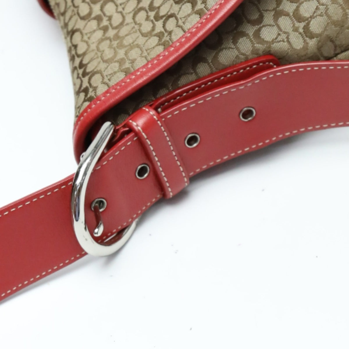 Coach Brown Red Color Canvas Shoulder Bag (Pre-Owned)