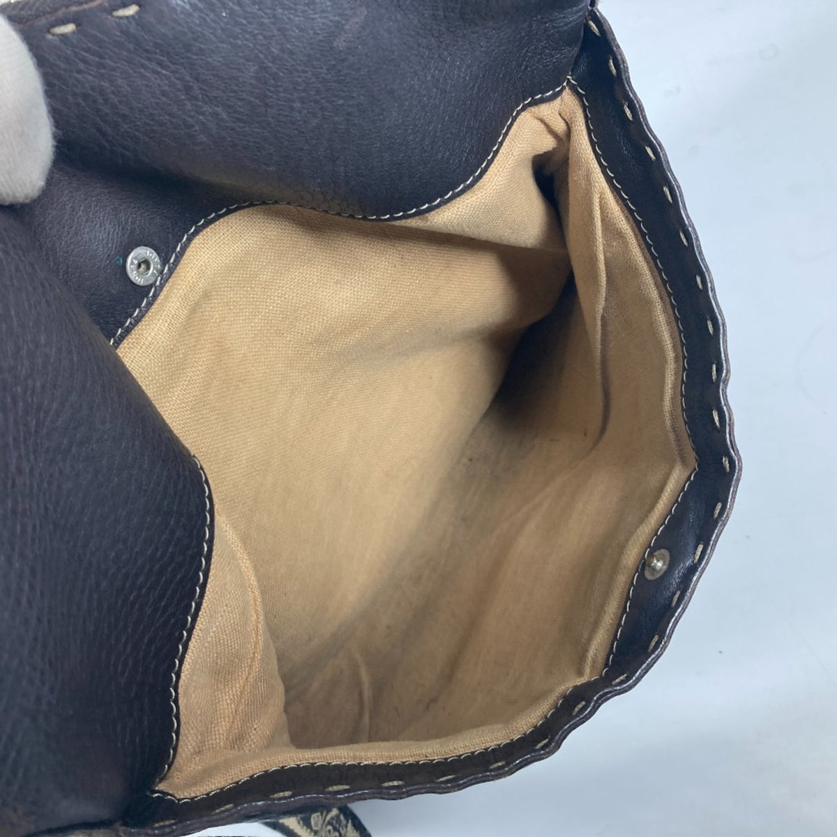 Fendi Dark Brown Leather Pochette Shoulder Bag (Pre-Owned)