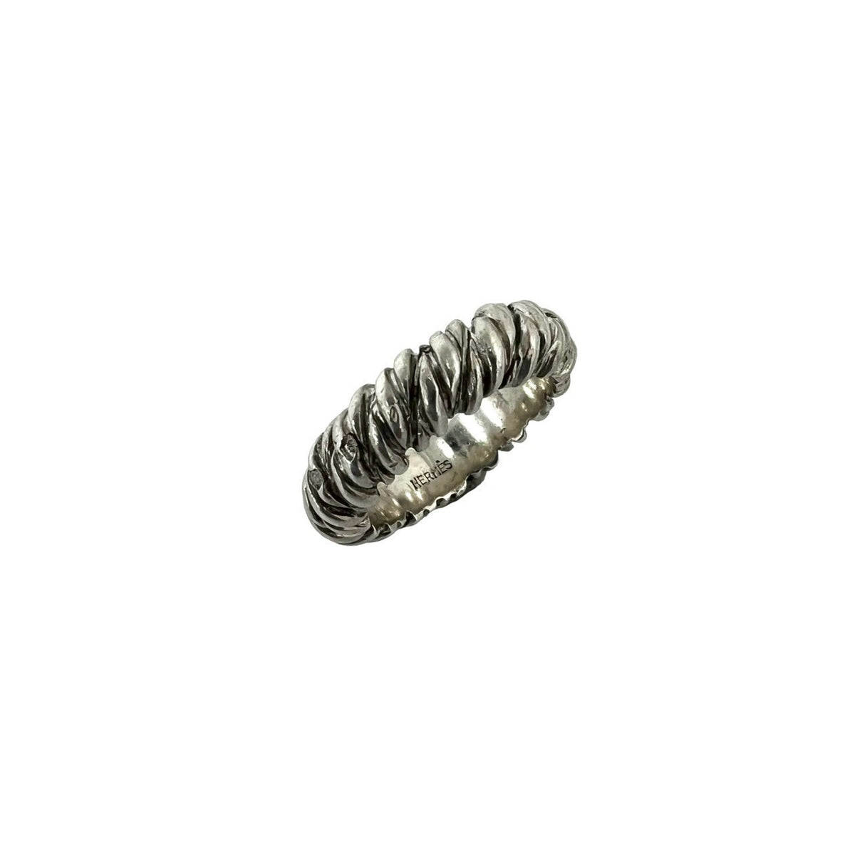 Hermes Silver Silver 925 Band Ring (Pre-Owned)