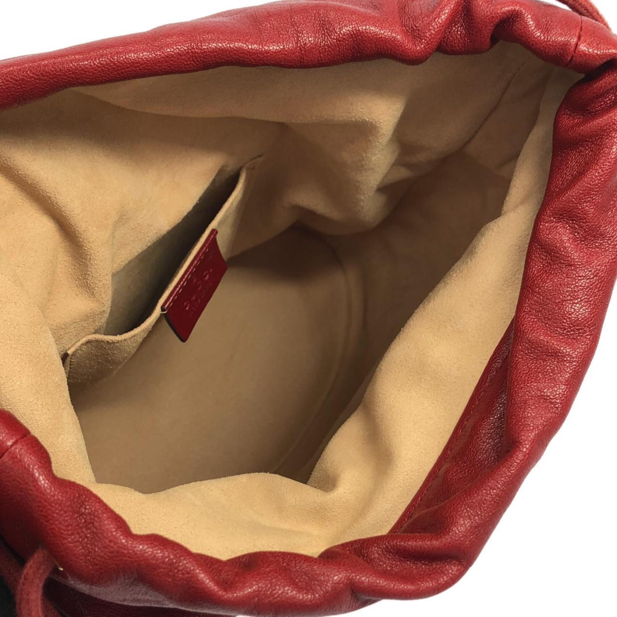 Gucci Red Color Leather Shoulder Bag (Pre-Owned)