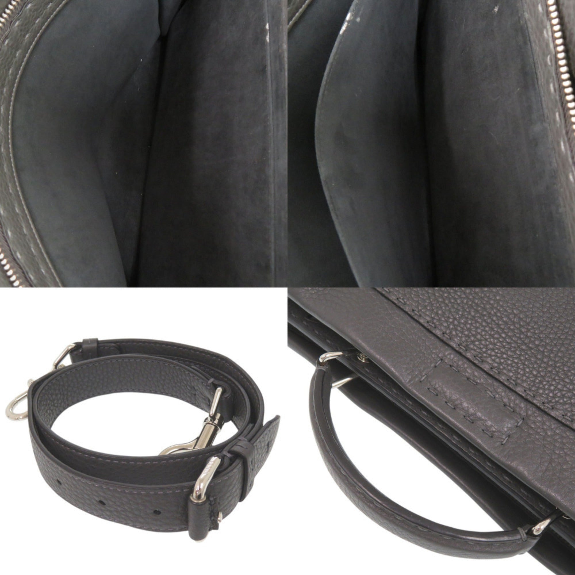 Fendi Gray Leather Handbag (Pre-Owned)