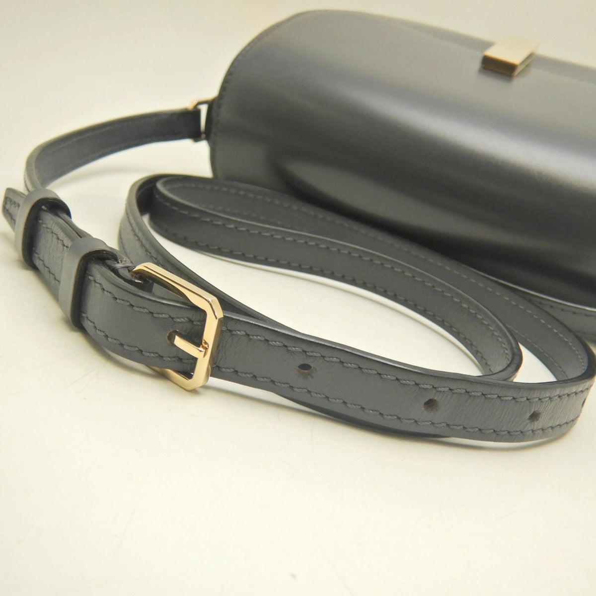 Valextra Gray Navy Leather Shoulder Bag (Pre-Owned)