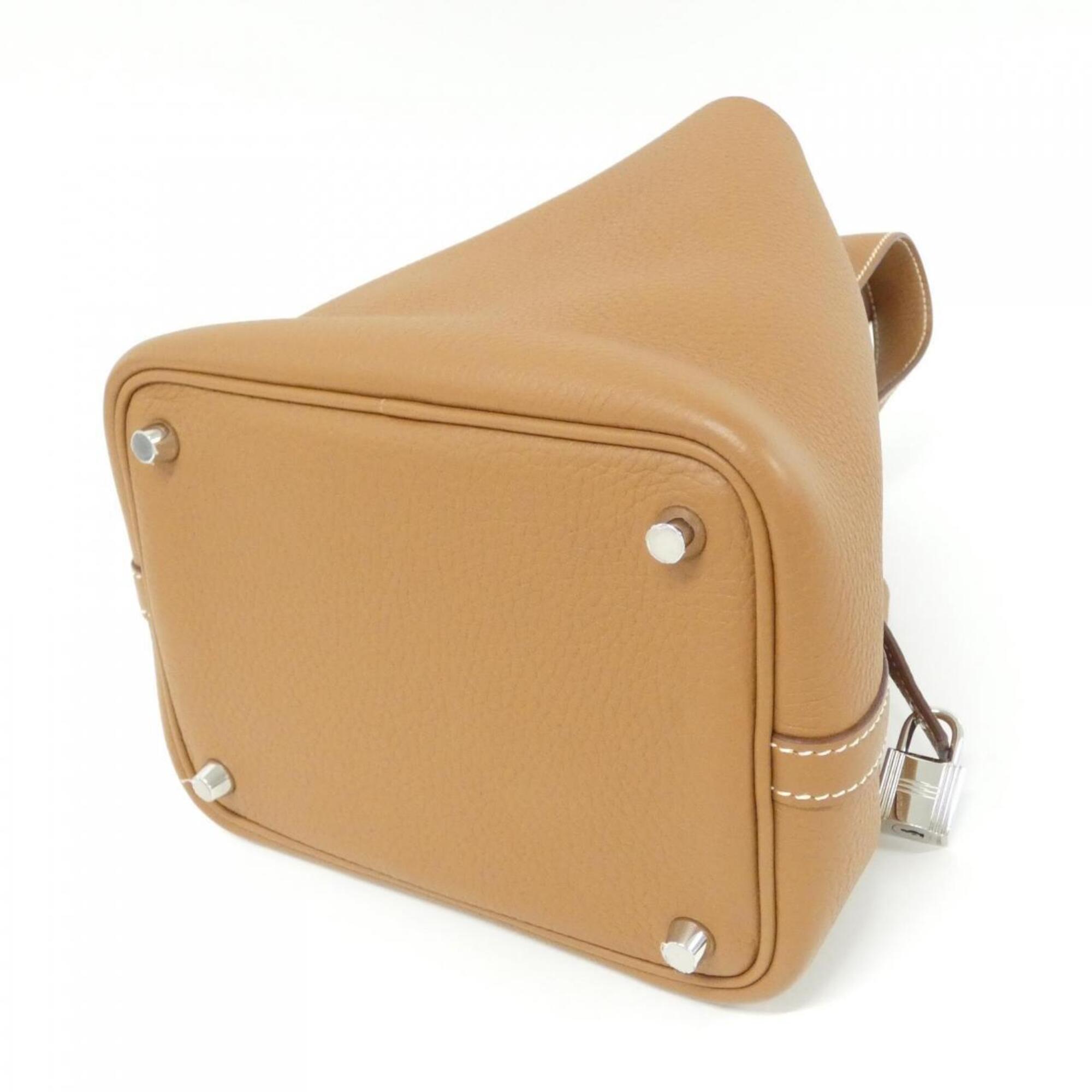 Hermes Brown Gold Taurillon Clemence Leather Handbag (Pre-Owned)