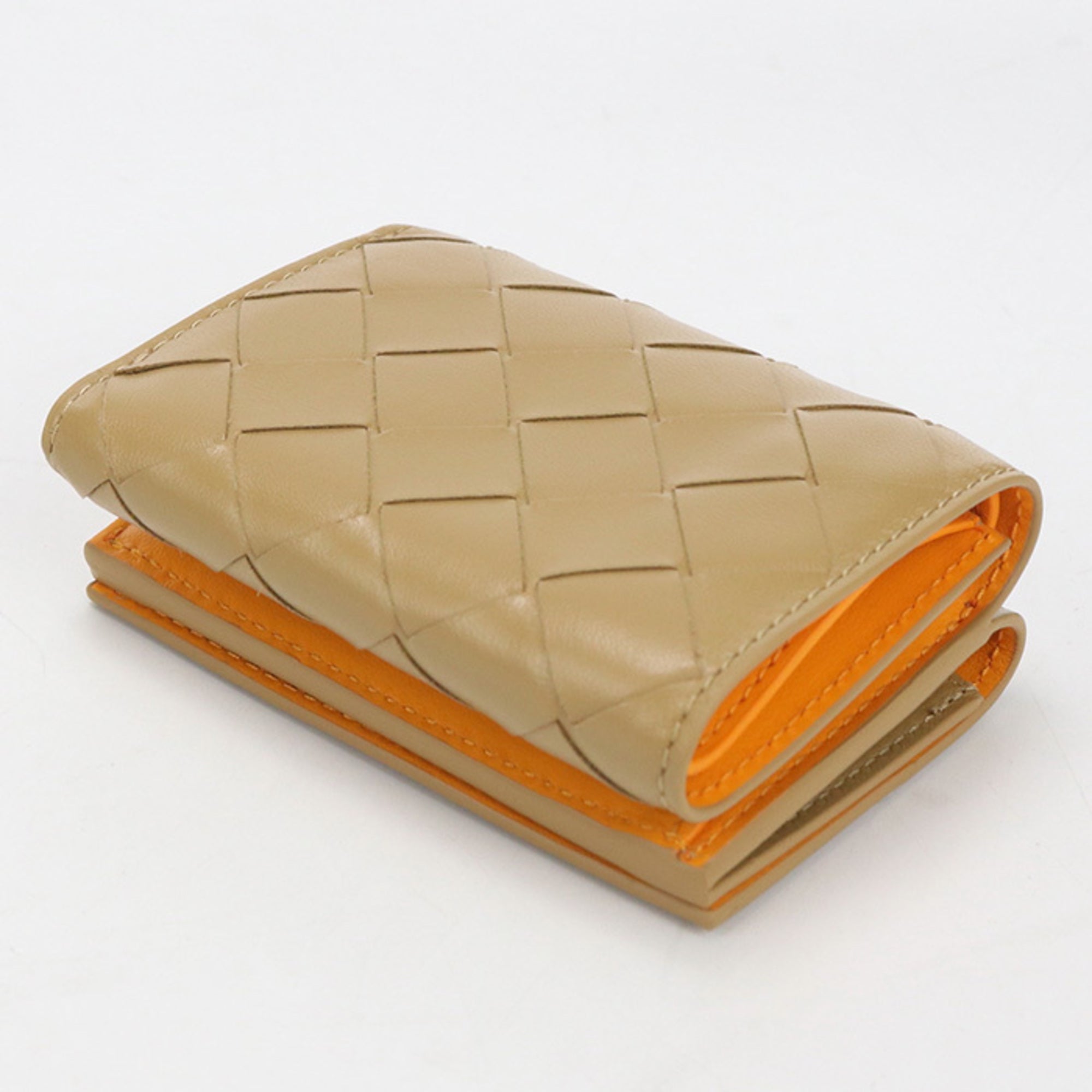 Bottega Veneta Beige Leather Wallet (Tri-Fold) (Pre-Owned)