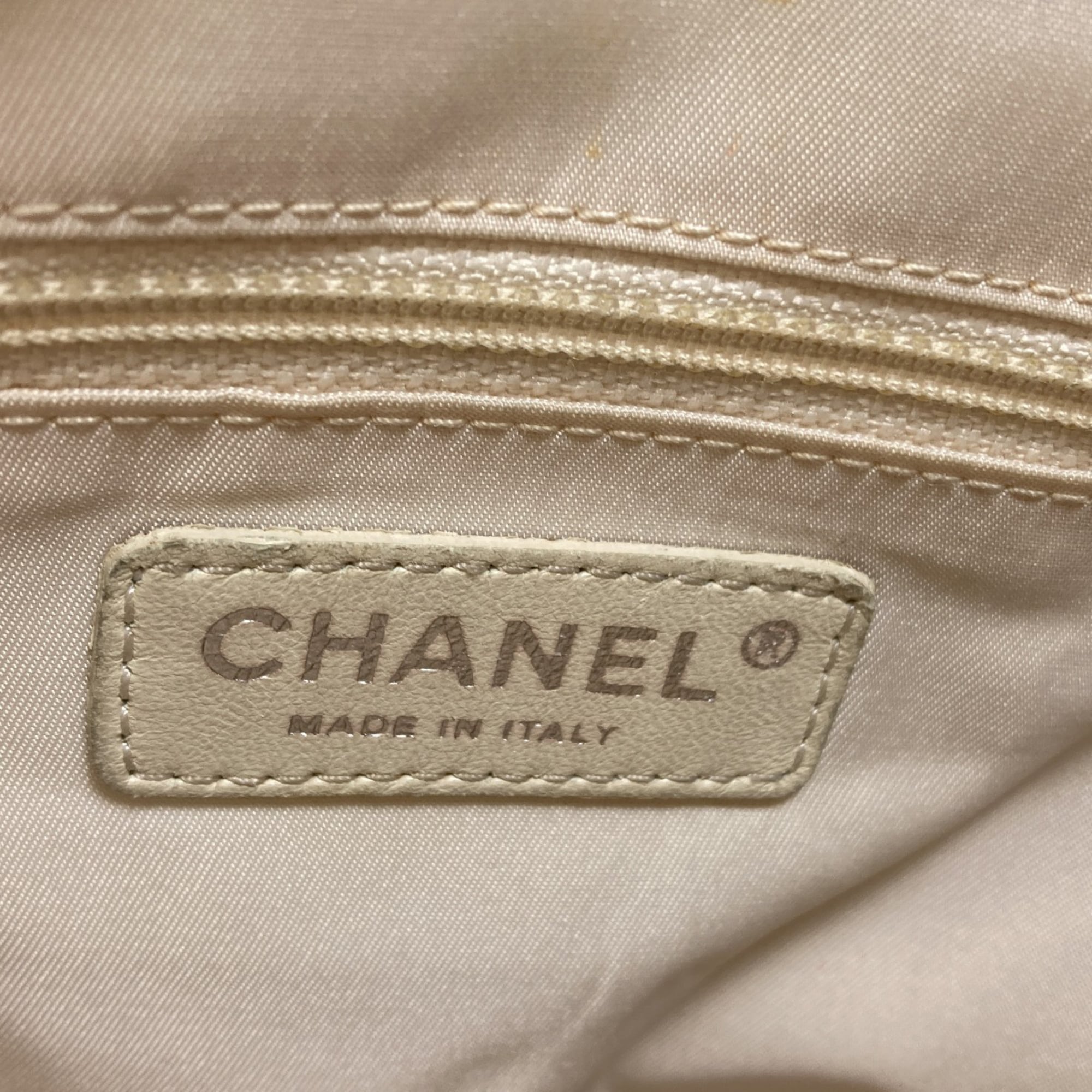 Chanel Gold Canvas Leather Tote Bag (Pre-Owned)