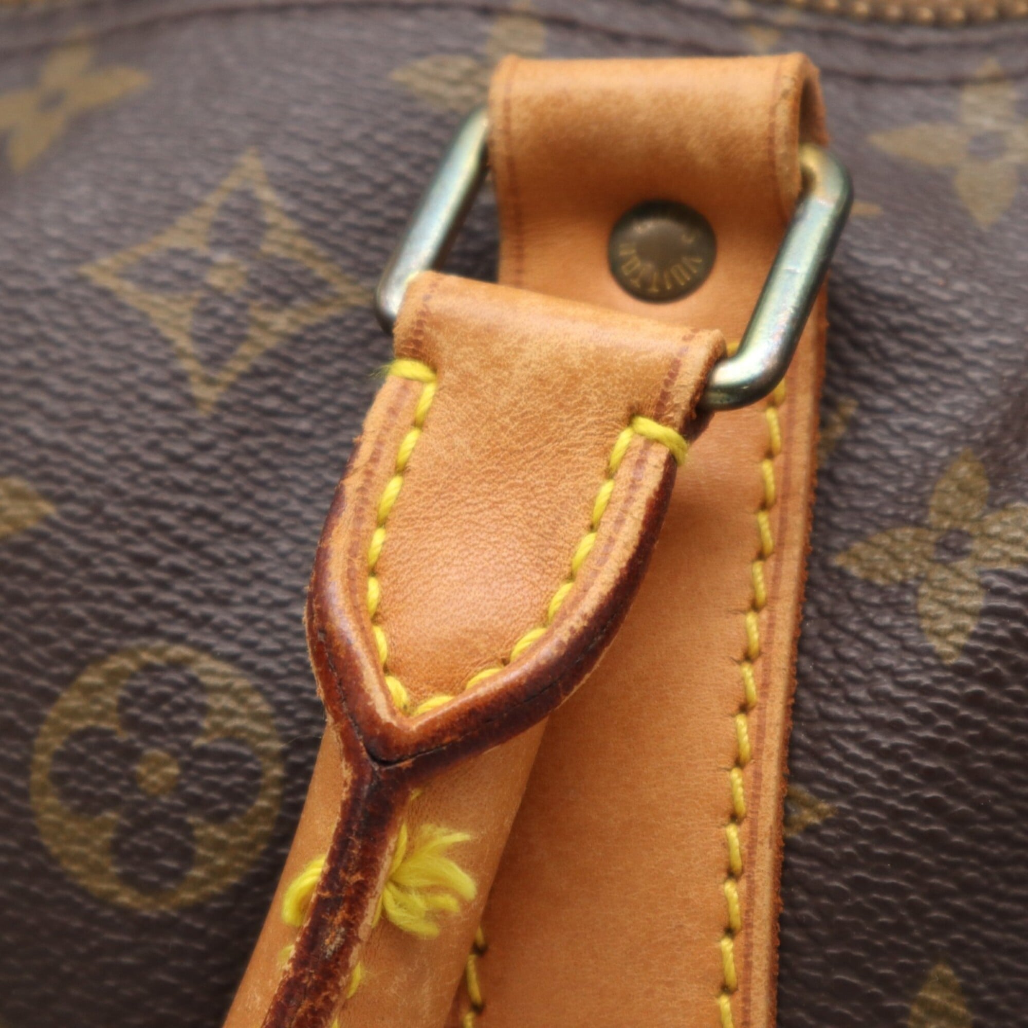 Louis Vuitton Monogram Beige Brown Coated Canvas Leather Boston Bag (Pre-Owned)