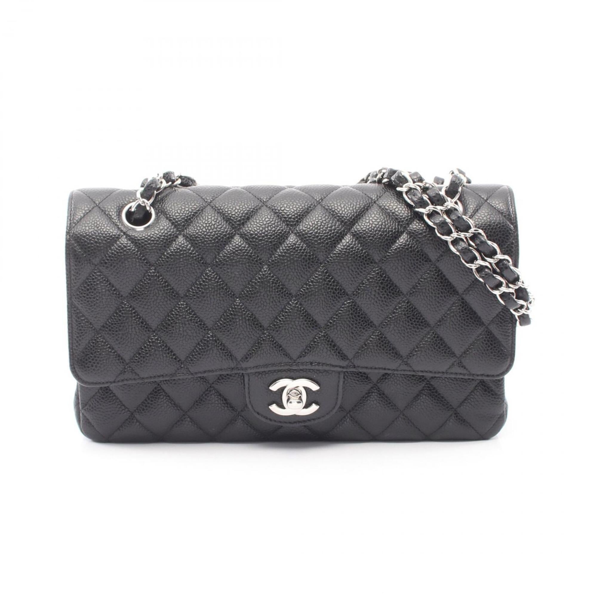 Chanel Black Grained Calfskin Handbag Shoulder Bag (Pre-Owned)