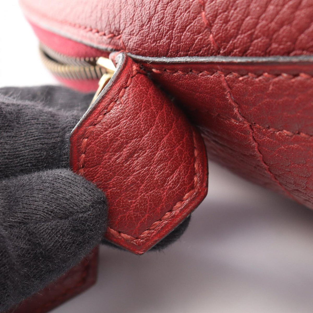 Hermes Bordeaux Rouge H Taurillon Clemence Leather Handbag (Pre-Owned)