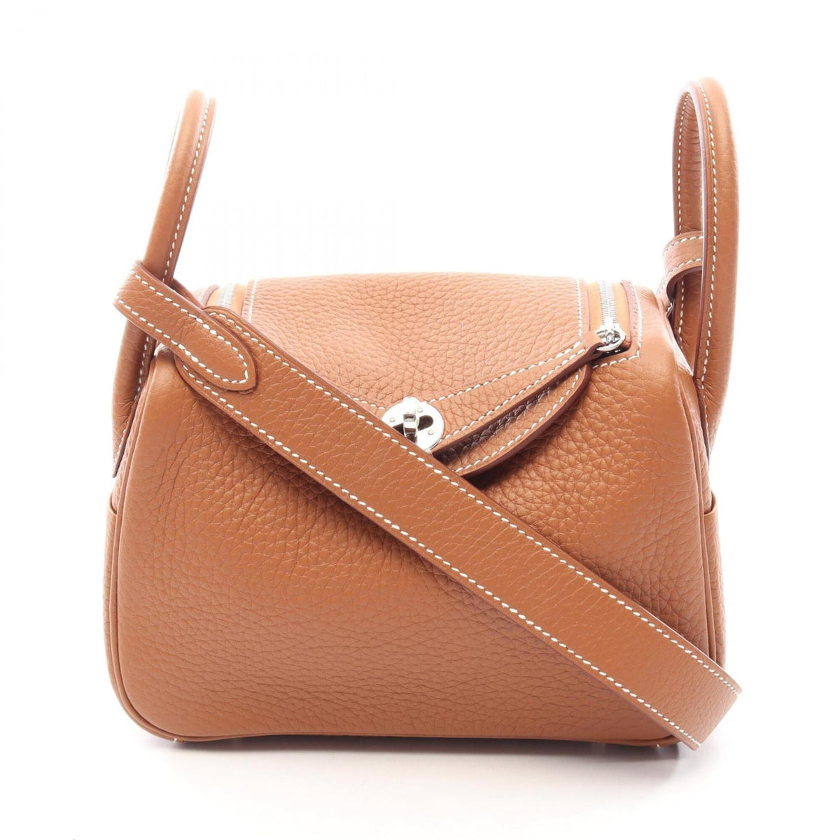 Hermes Brown Gold Taurillon Clemence Leather Leather Handbag Shoulder Bag (Pre-Owned)