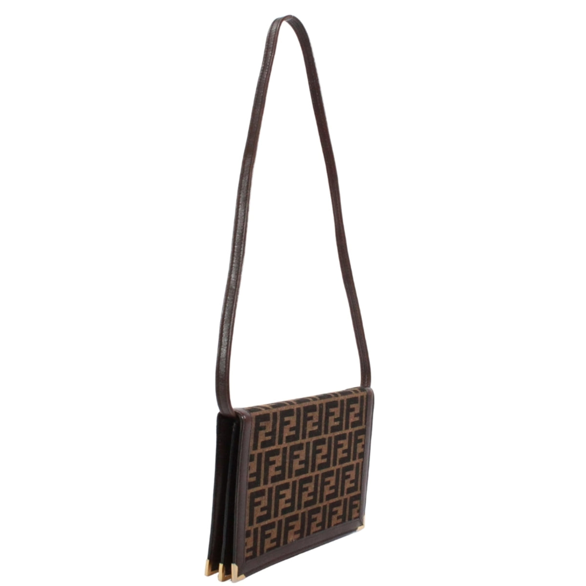 Fendi Brown Canvas Leather Shoulder Bag (Pre-Owned)