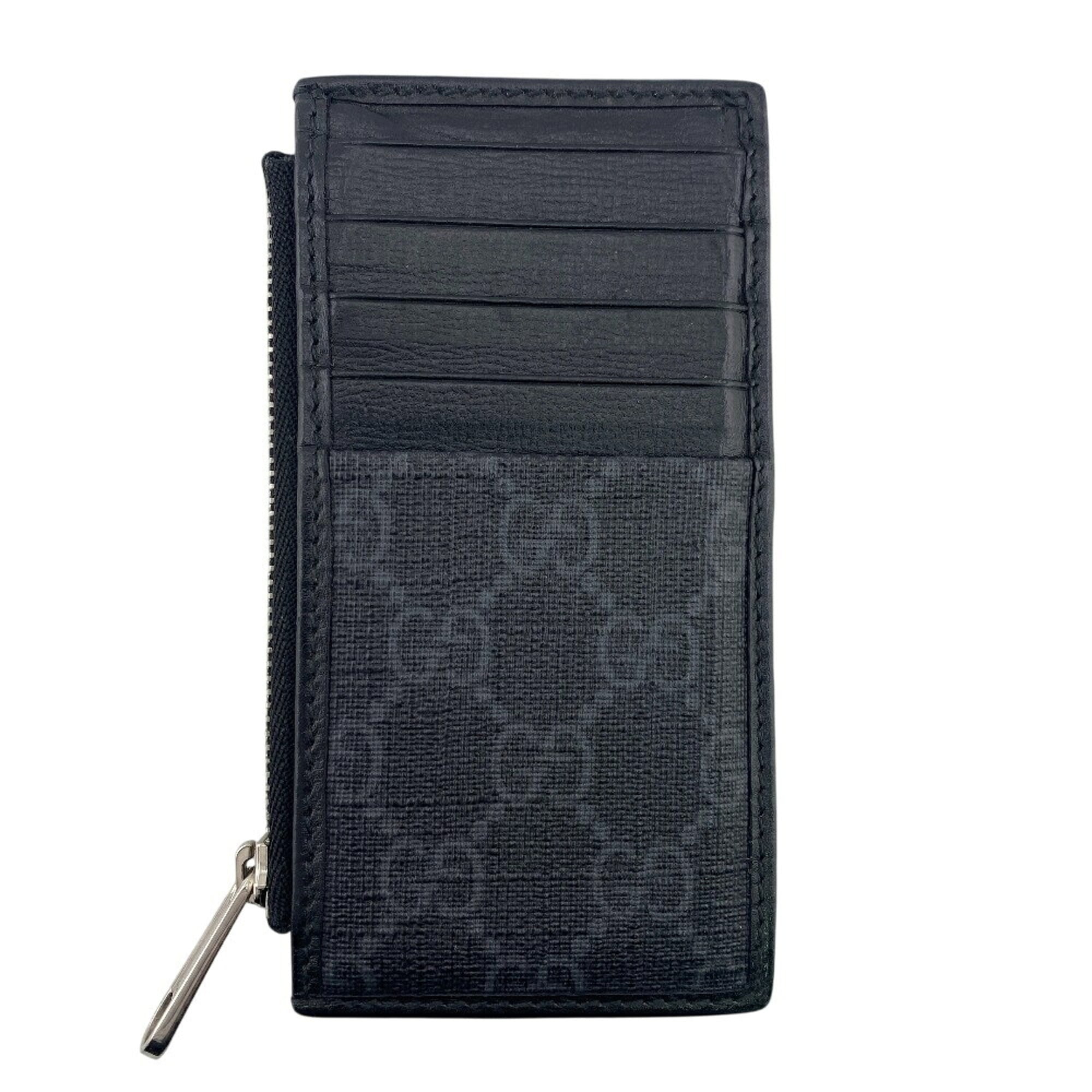 Gucci Gg Supreme Black Leather Long Wallet (Bi-Fold) (Pre-Owned)