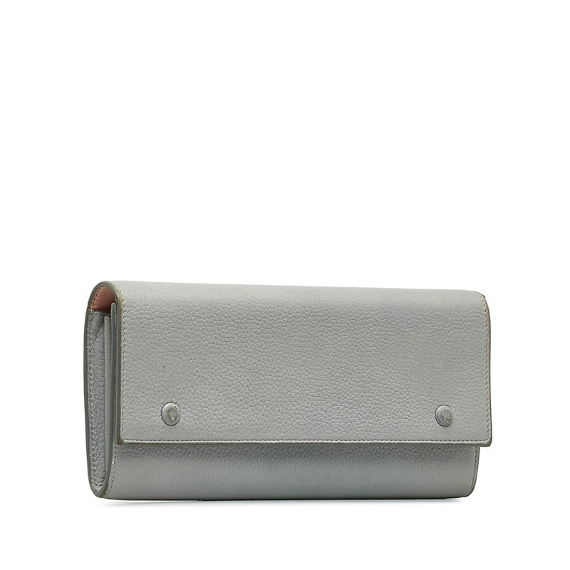 Celine Gray Leather Long Wallet (Bi-Fold) (Pre-Owned)