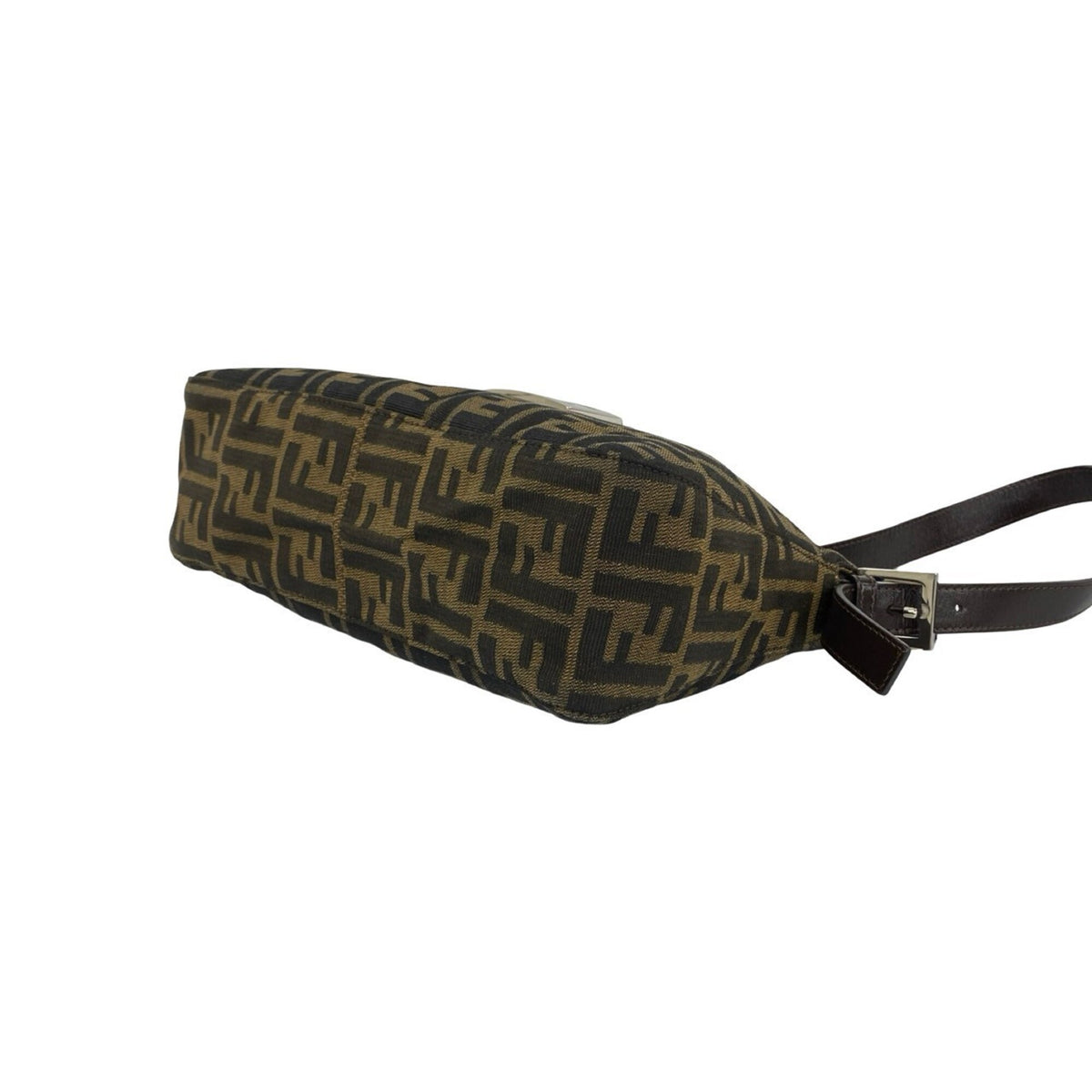Fendi Black Brown Canvas Leather Shoulder Bag (Pre-Owned)