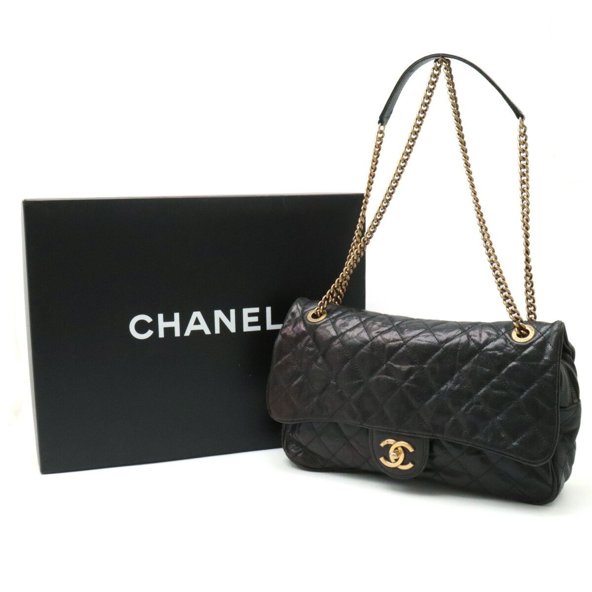 Chanel Black Caviar Leather Shoulder Bag (Pre-Owned)
