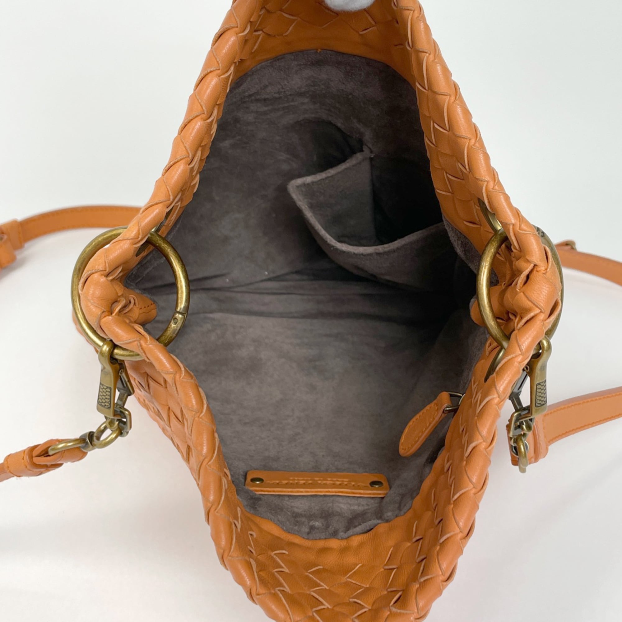 Bottega Veneta Intrecciato Orange Intrecciato Shoulder Bag (Pre-Owned)