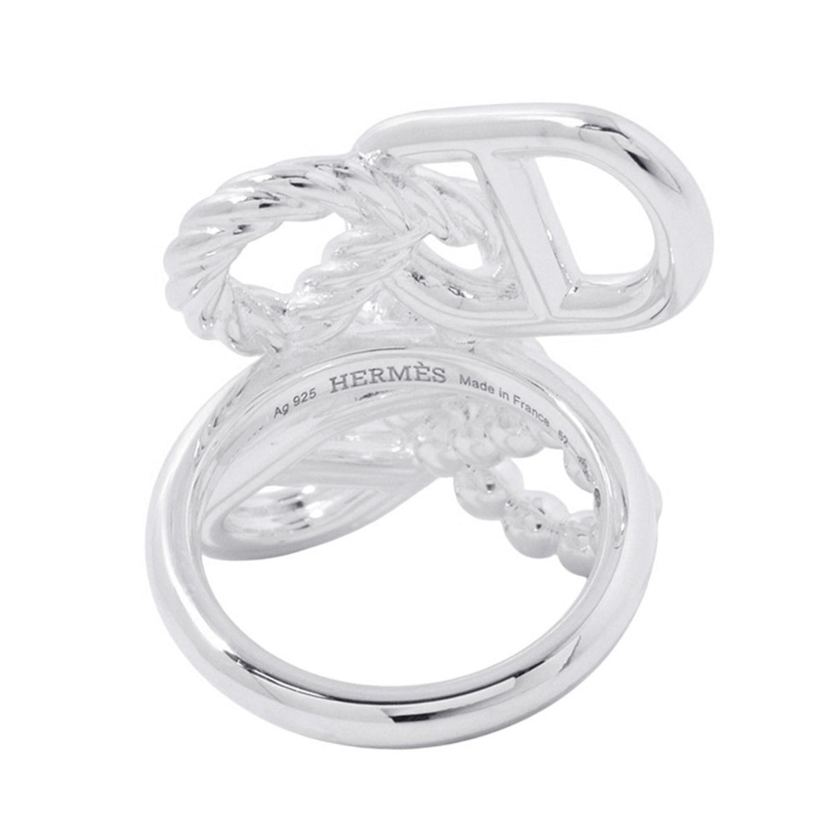 Hermes Silver 925 Band Ring (Pre-Owned)
