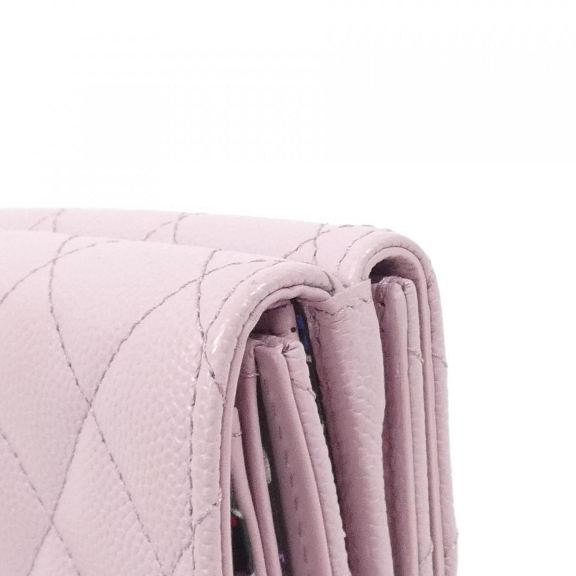Chanel Pink Grained Calfskin Wallet (Tri-Fold) (Pre-Owned)