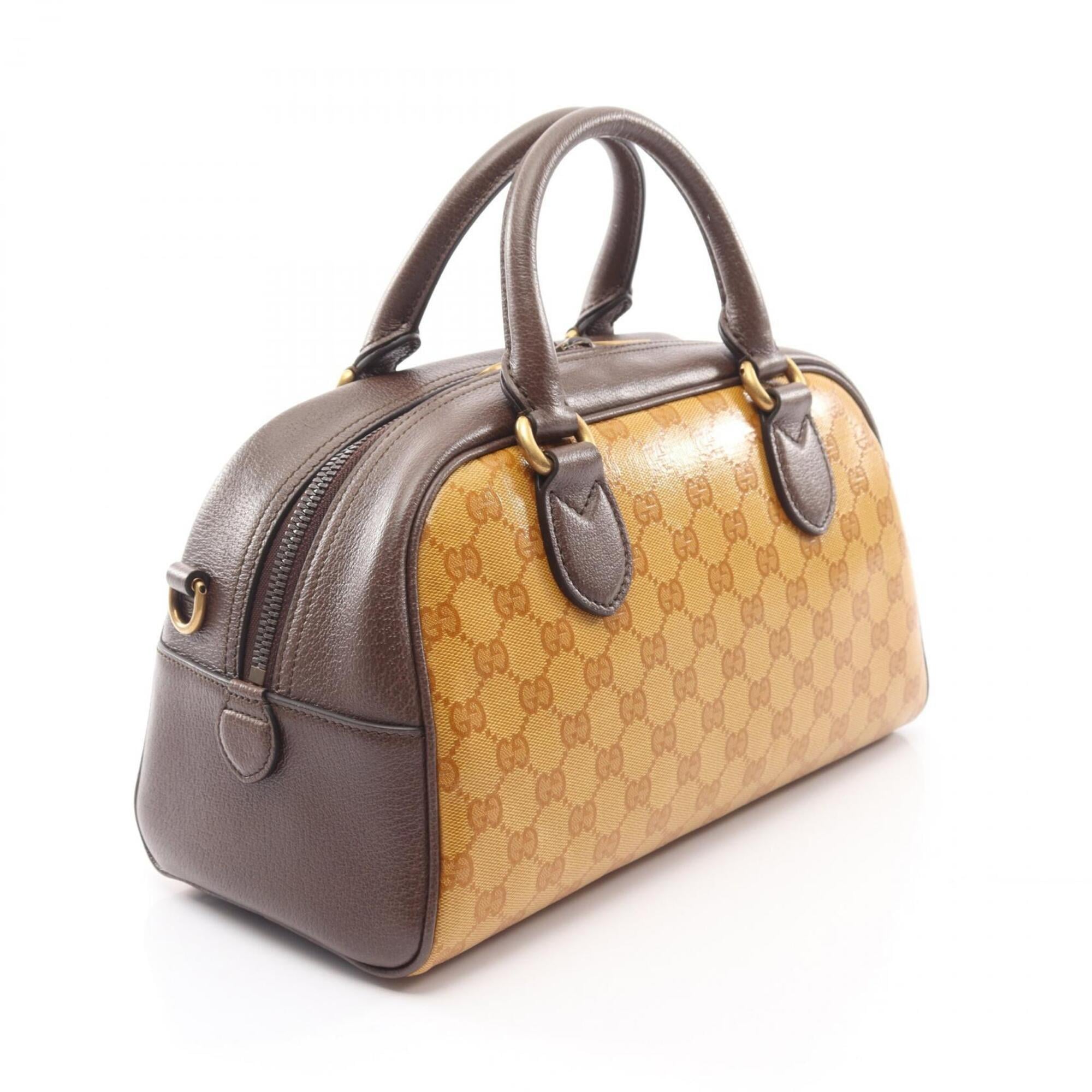 Gucci Beige Brown White Pvc Leather Handbag (Pre-Owned)