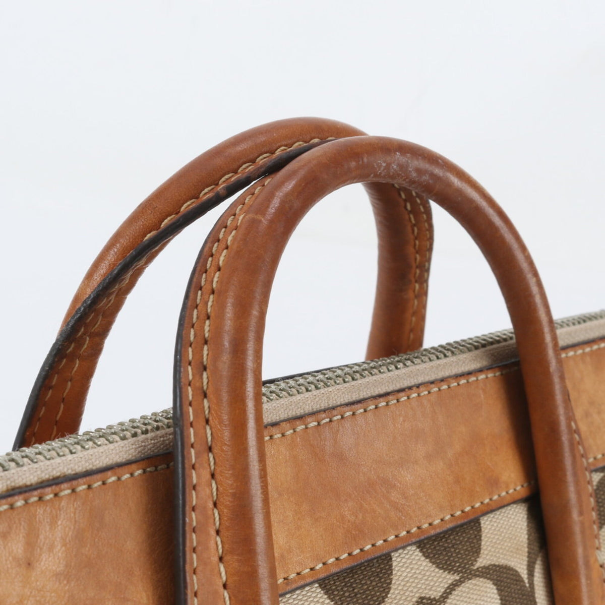Coach Brown Leather Canvas Handbag Shoulder Bag (Pre-Owned)