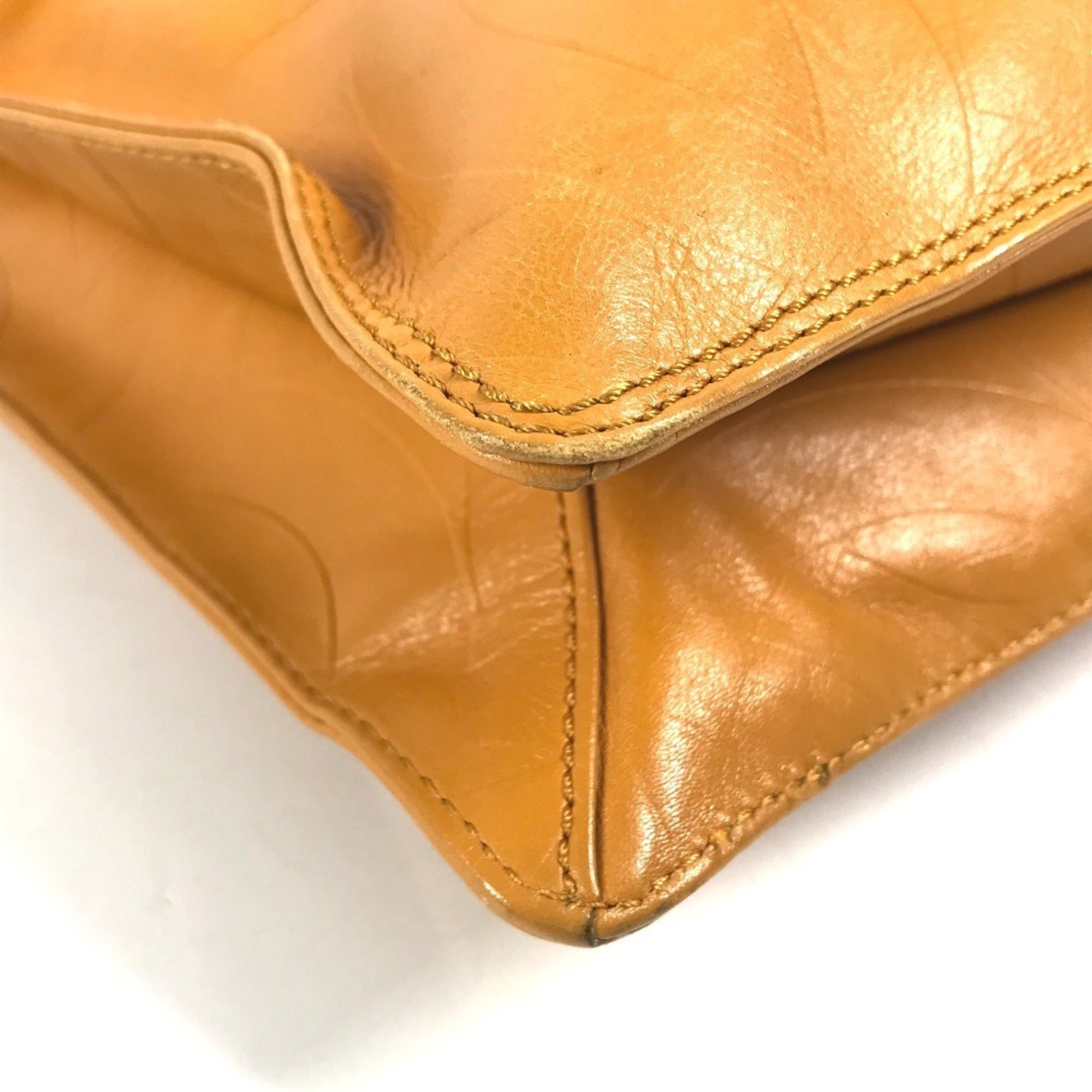 Chanel Orange Leather Pochette Shoulder Bag (Pre-Owned)