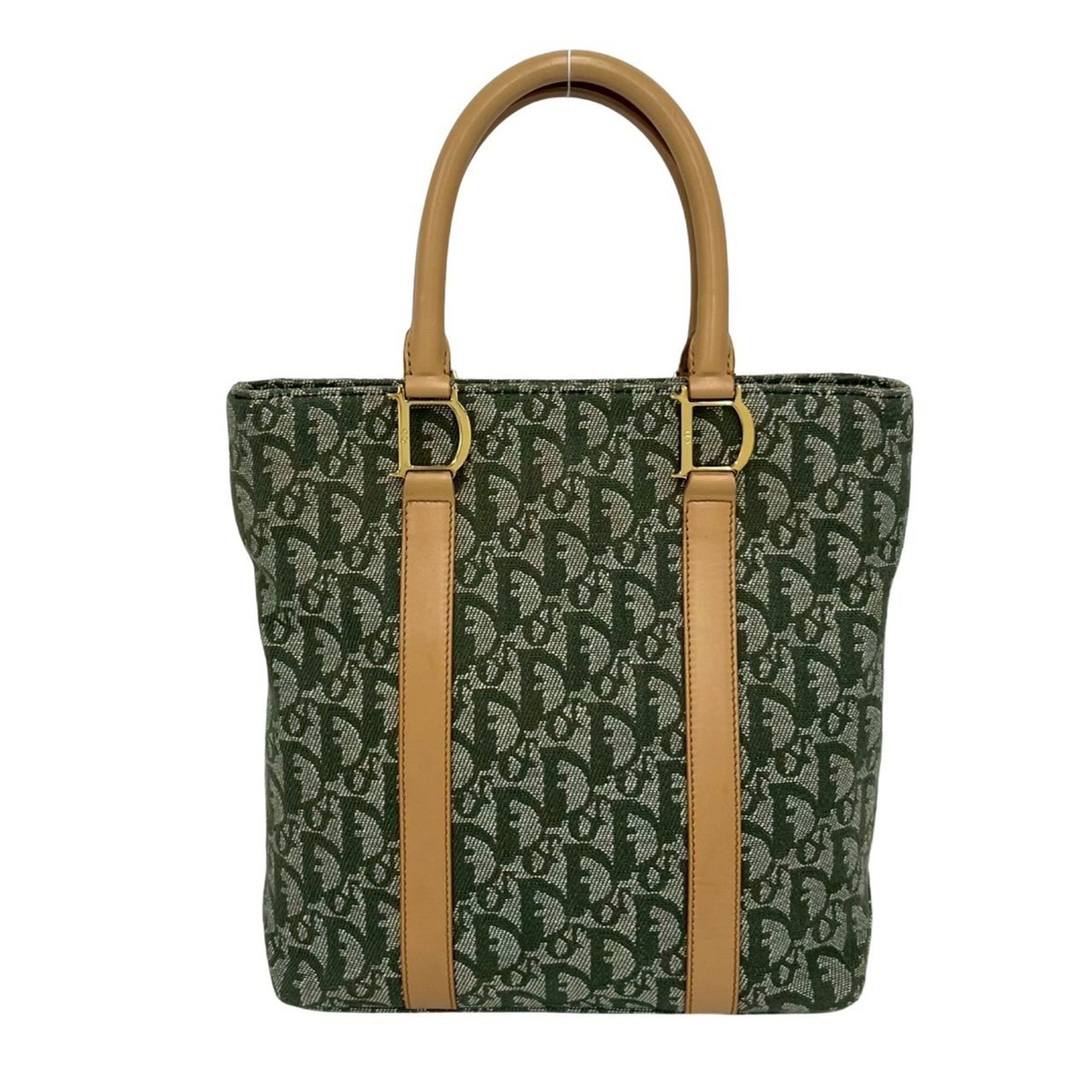 Christian Dior Brown Khaki Canvas Leather Handbag (Pre-Owned)