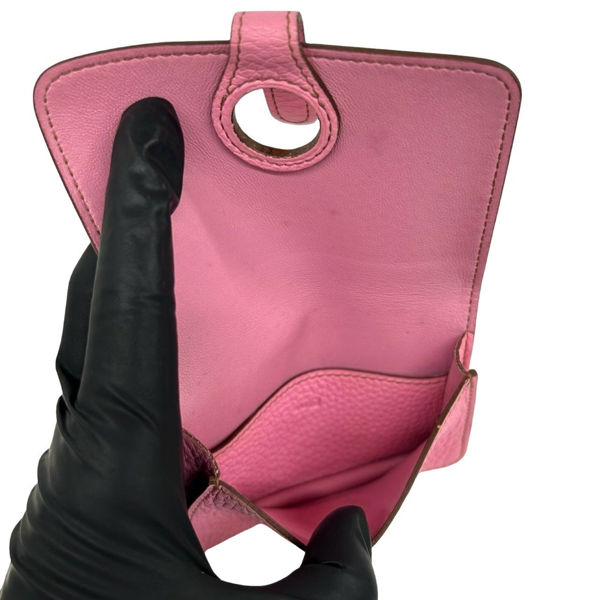 Hermes Pink Taurillon Clemence Leather Coin Purse/Coin Case (Pre-Owned)