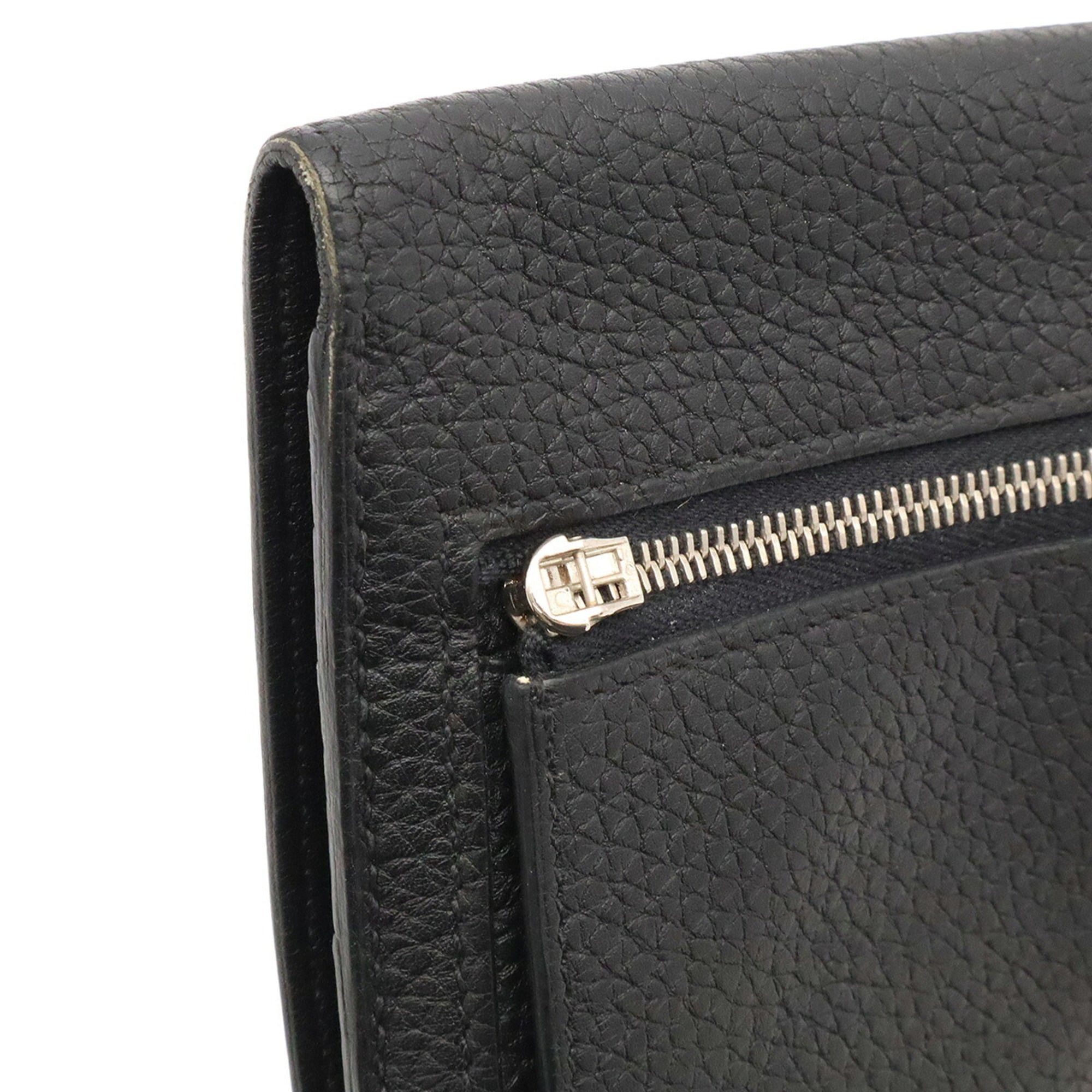 Hermes Black Togo Leather Long Wallet (Bi-Fold) (Pre-Owned)