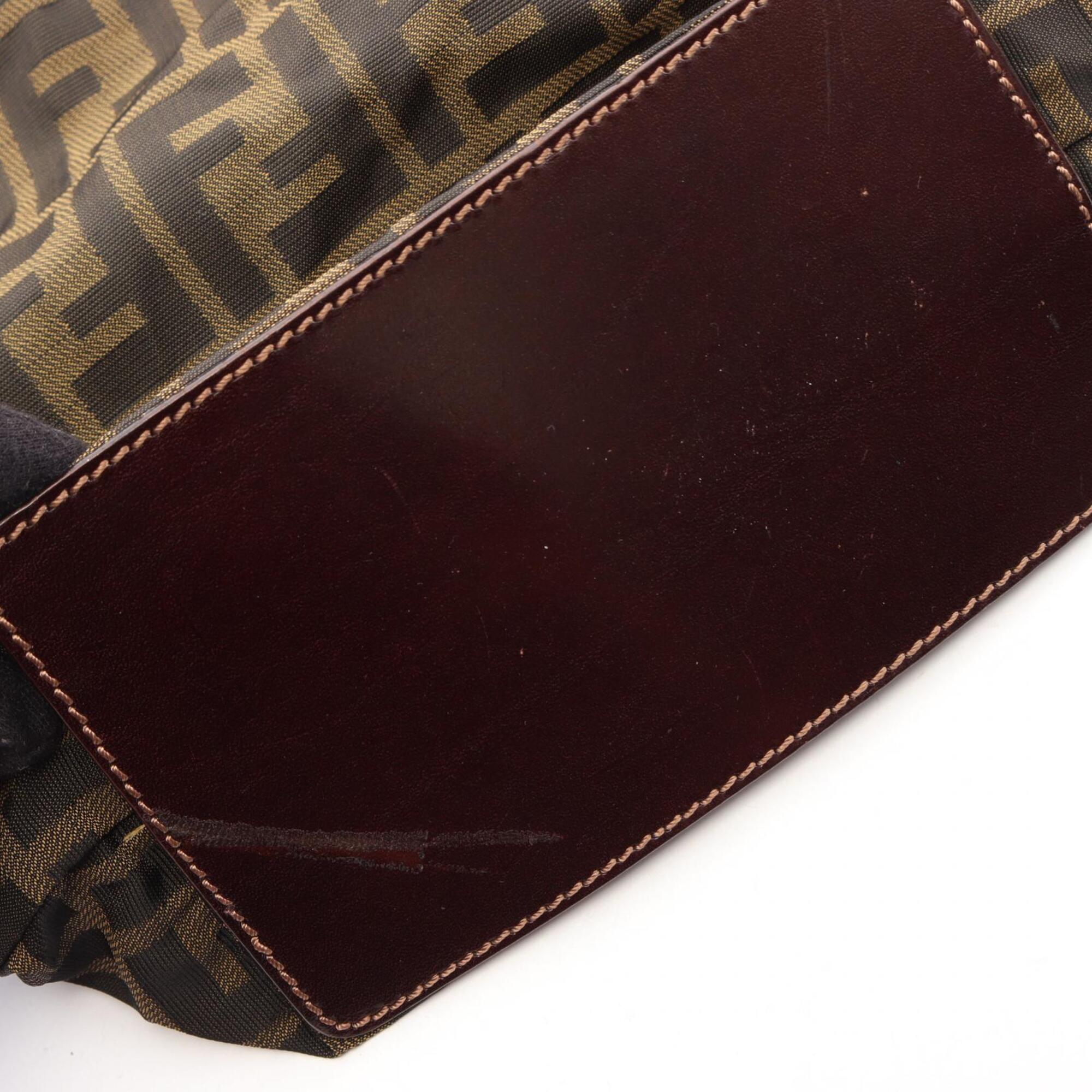 Fendi Brown Canvas Leather Handbag Tote Bag (Pre-Owned)